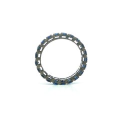 New 18k Gold Black Rhodium 1.3ctw Royal Blue Sapphire Eternity Band Ring Sz 6.5