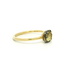 New 18k Gold & Blackened Silver Top GIA 1.20ctw Yellow Sapphire Collet Set Ring
