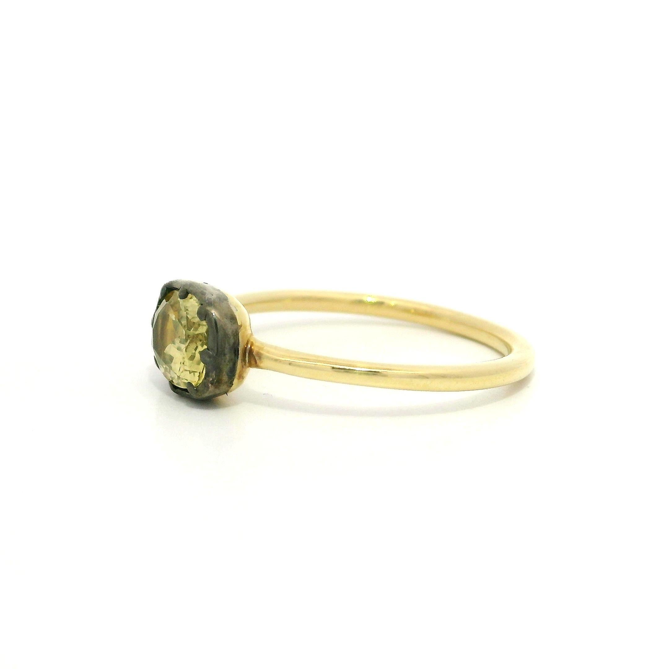 New 18k Gold & geschwärzt Silber Top GIA 1,20ctw Gelber Saphir Collet Set Ring (Kissenschliff) im Angebot