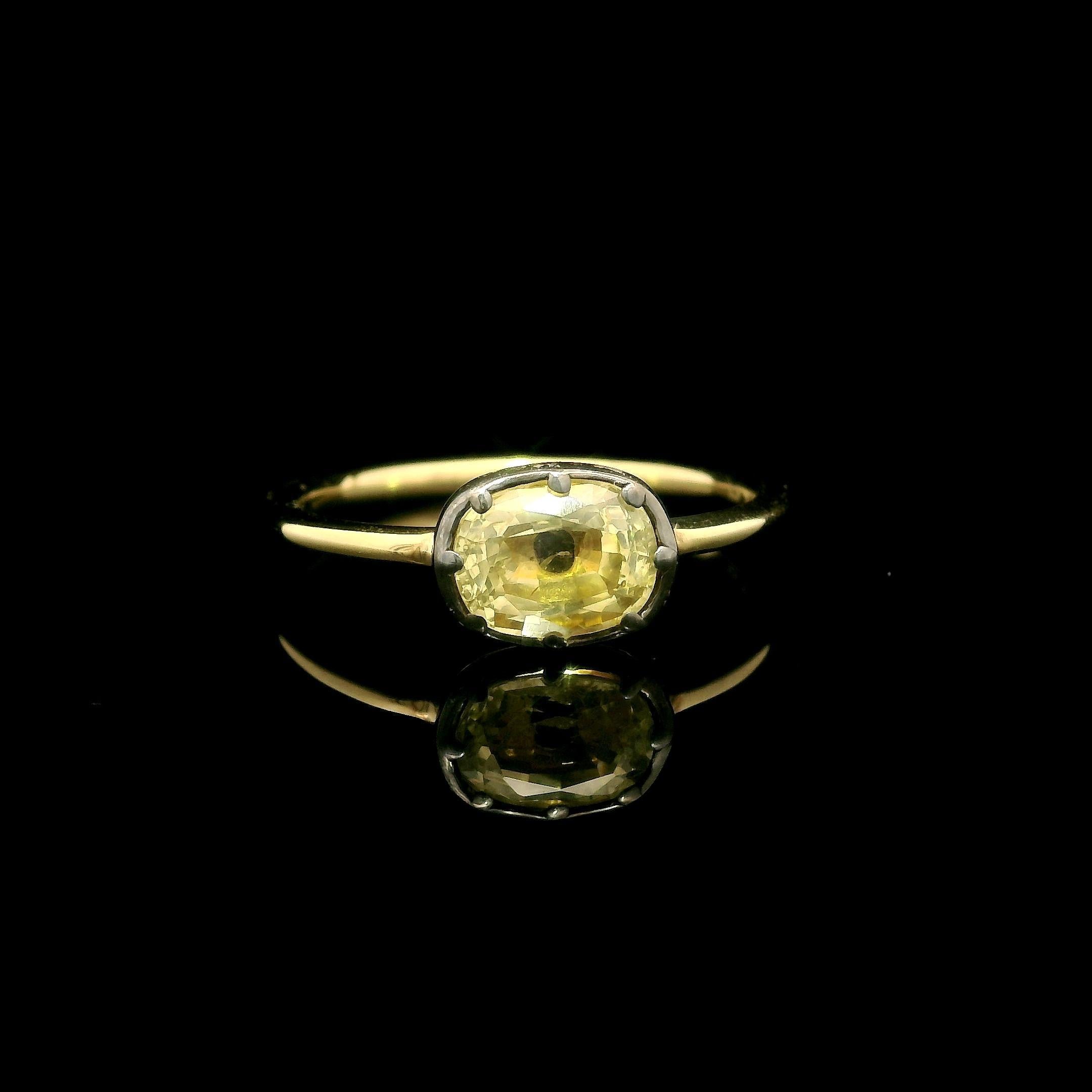 New 18k Gold & geschwärzt Silber Top GIA 1,20ctw Gelber Saphir Collet Set Ring im Angebot 4