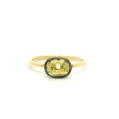 New 18k Gold & Blackened Silver Top GIA 1.20ctw Yellow Sapphire Collet Set Ring