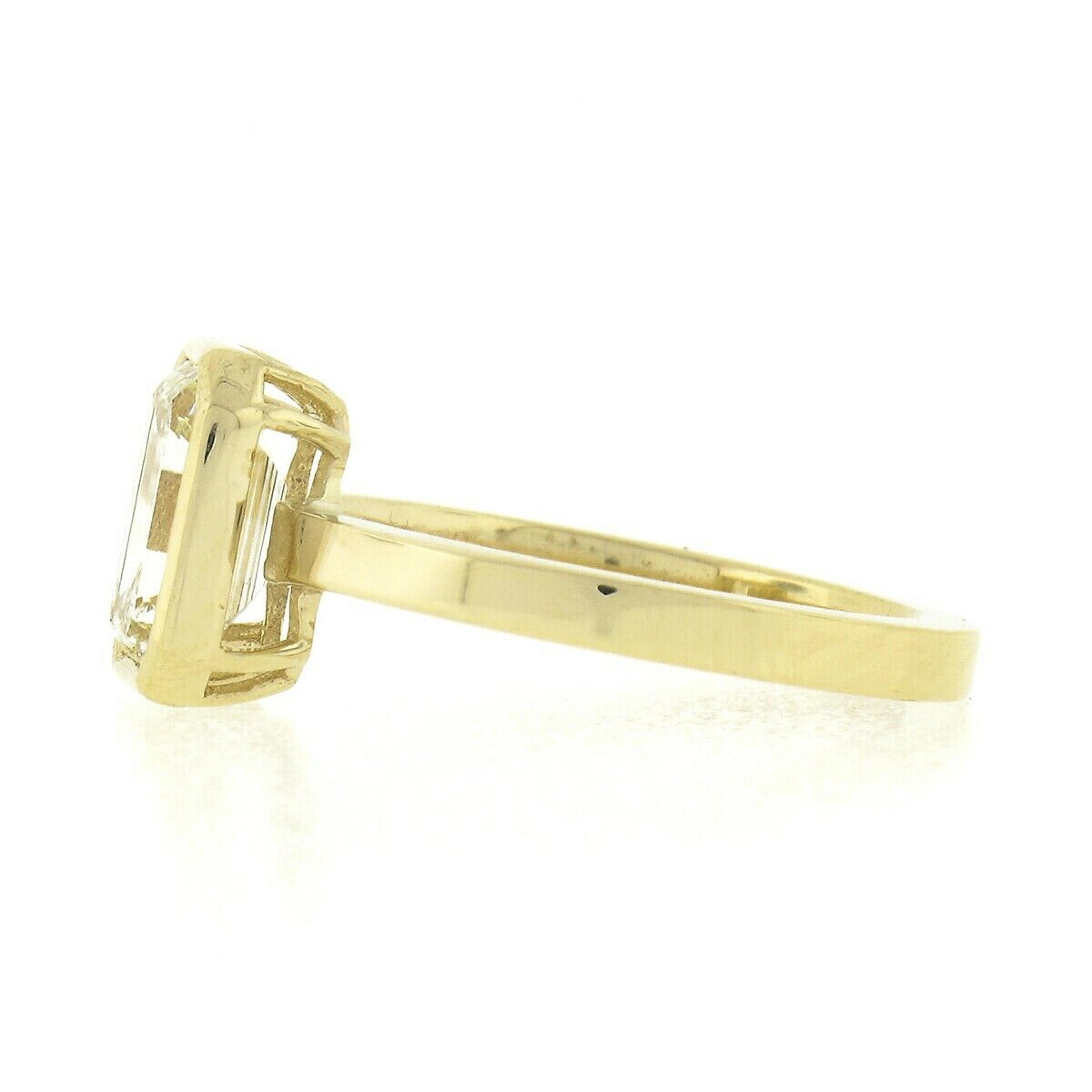 Neuer 18 Karat Gold GIA 1,80 Karat Smaragdschliff Diamant Solitär Verlobungsring mit Lünette 1