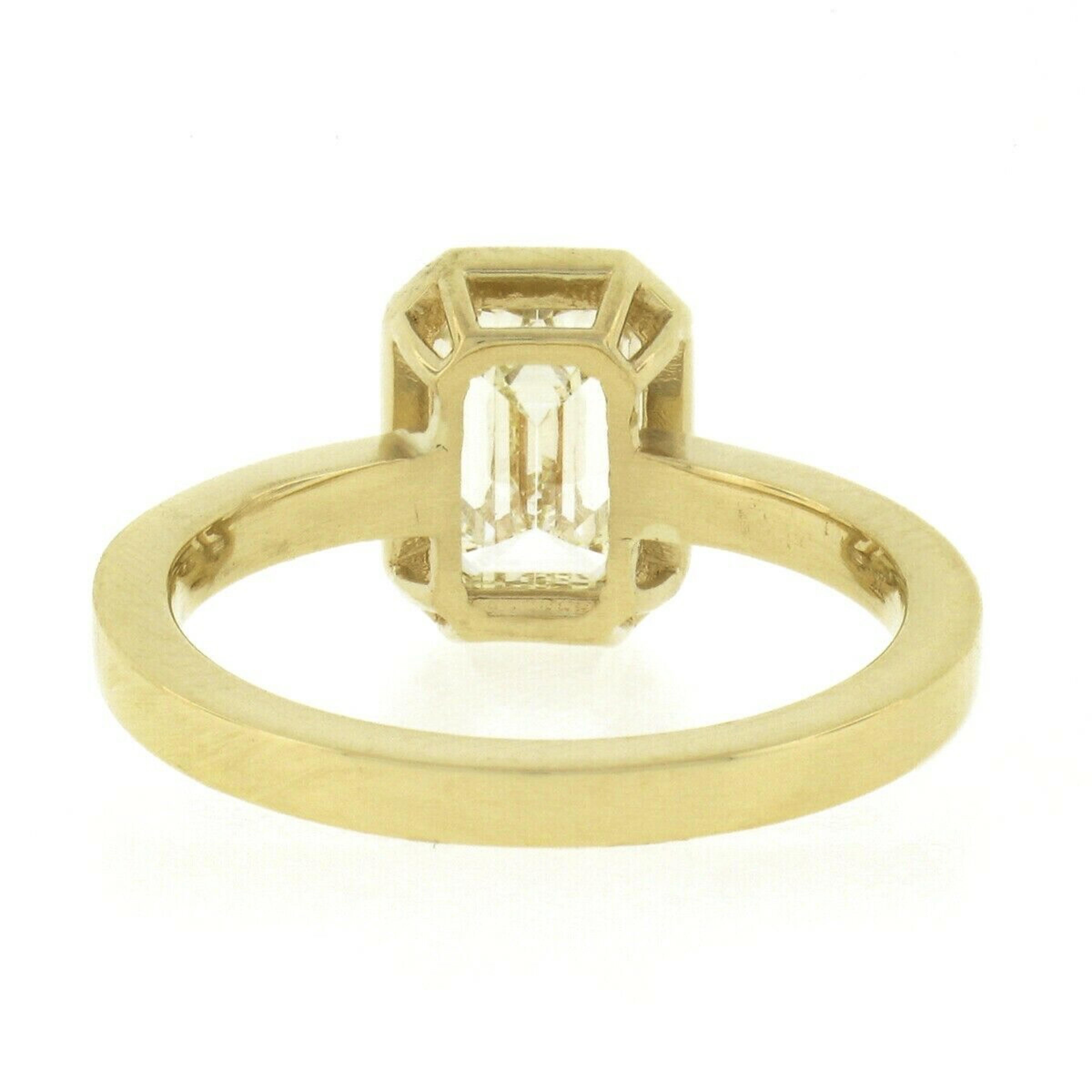 Neuer 18 Karat Gold GIA 1,80 Karat Smaragdschliff Diamant Solitär Verlobungsring mit Lünette 2