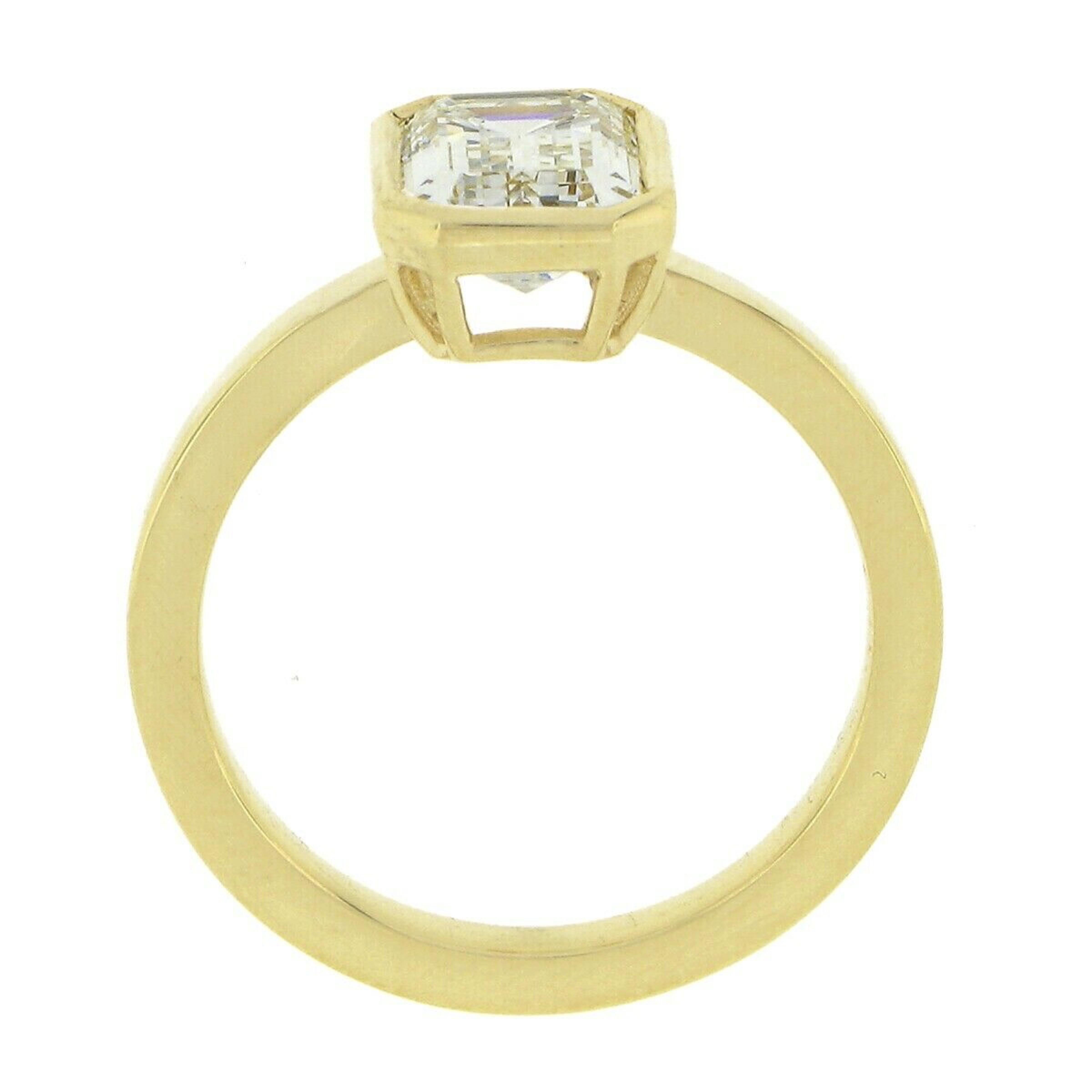 Neuer 18 Karat Gold GIA 1,80 Karat Smaragdschliff Diamant Solitär Verlobungsring mit Lünette 3