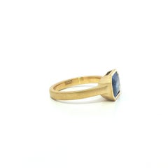 New 18k Gold GIA 2.6ct Ceylon No Heat Sapphire Brushed East West Bezel Band Ring