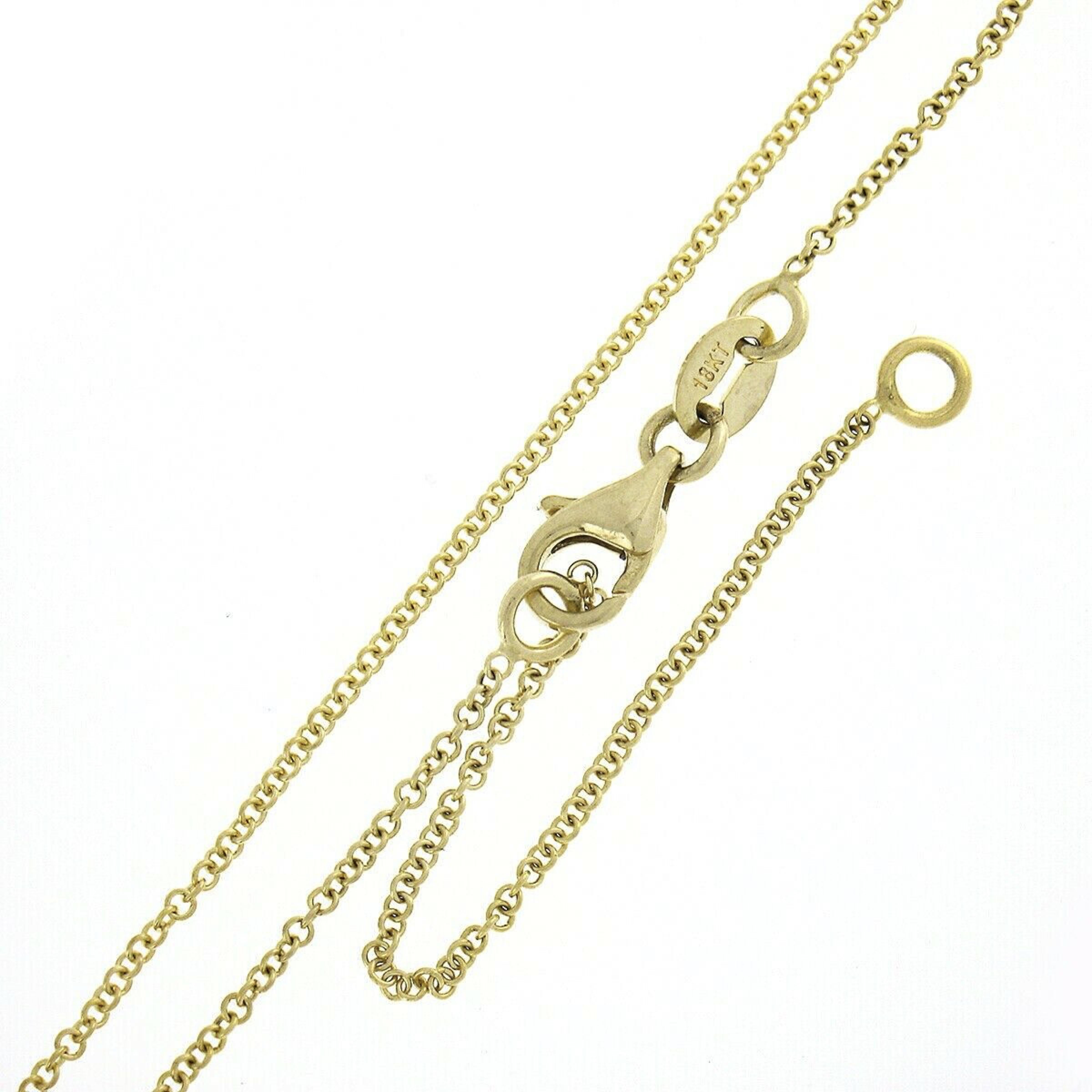 New 18K Gold Marquise Diamond W/ Halo Eye Pendant & Adjustable Chain Necklace For Sale 2