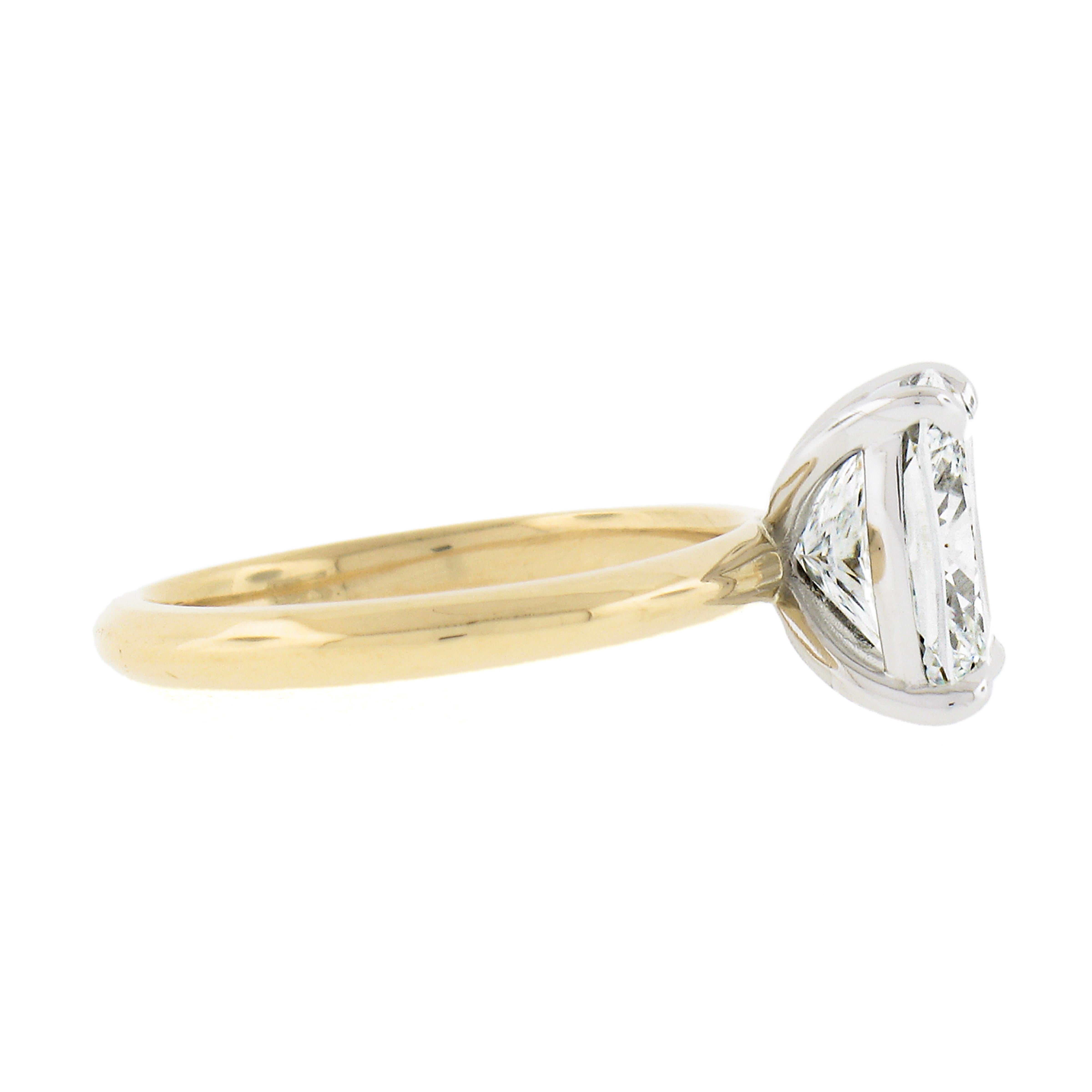 Women's New 18K Gold Platinum 2.30ct GIA Cushion Diamond Solitaire Engagement Ring