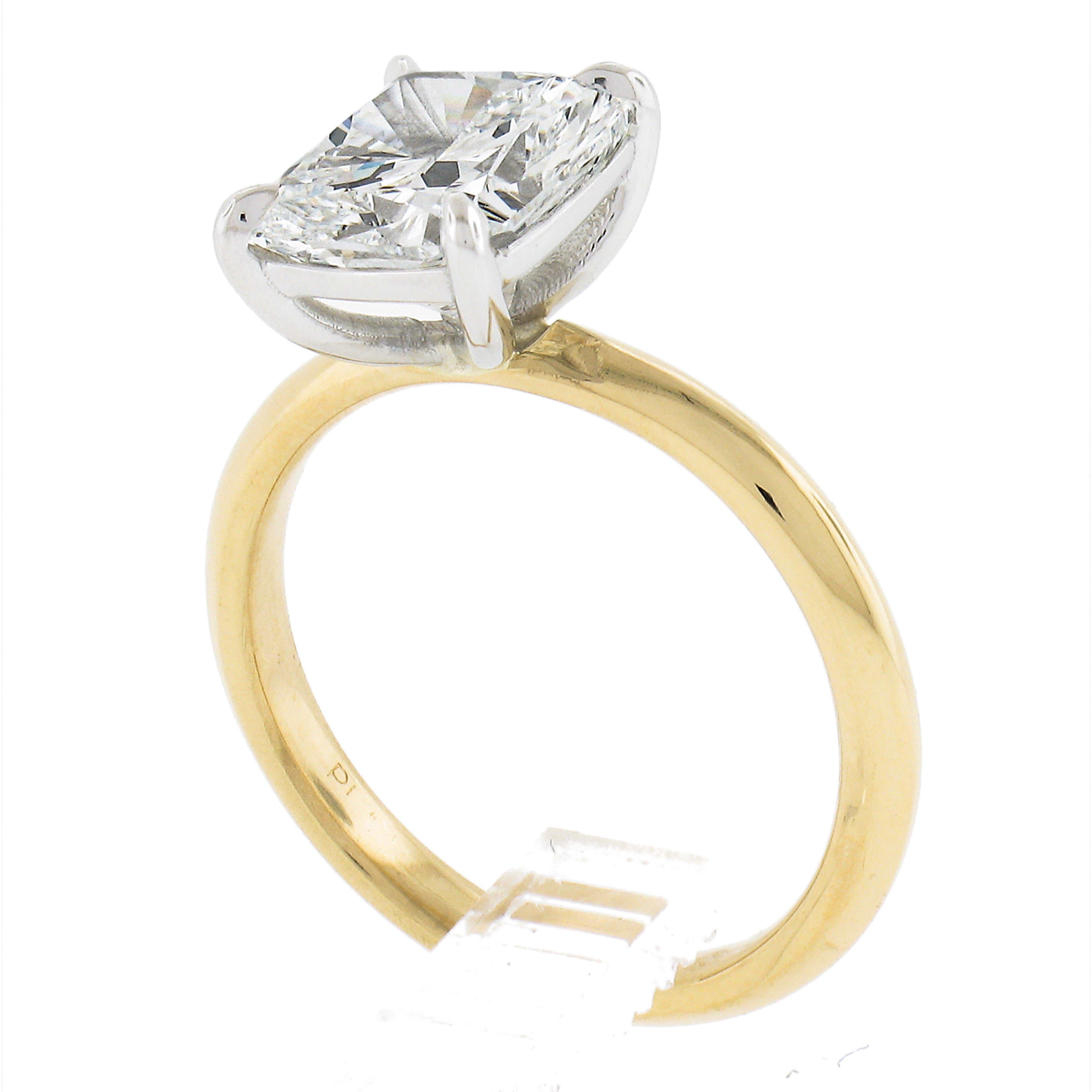 New 18K Gold Platinum 2.30ct GIA Cushion Diamond Solitaire Engagement Ring For Sale 4