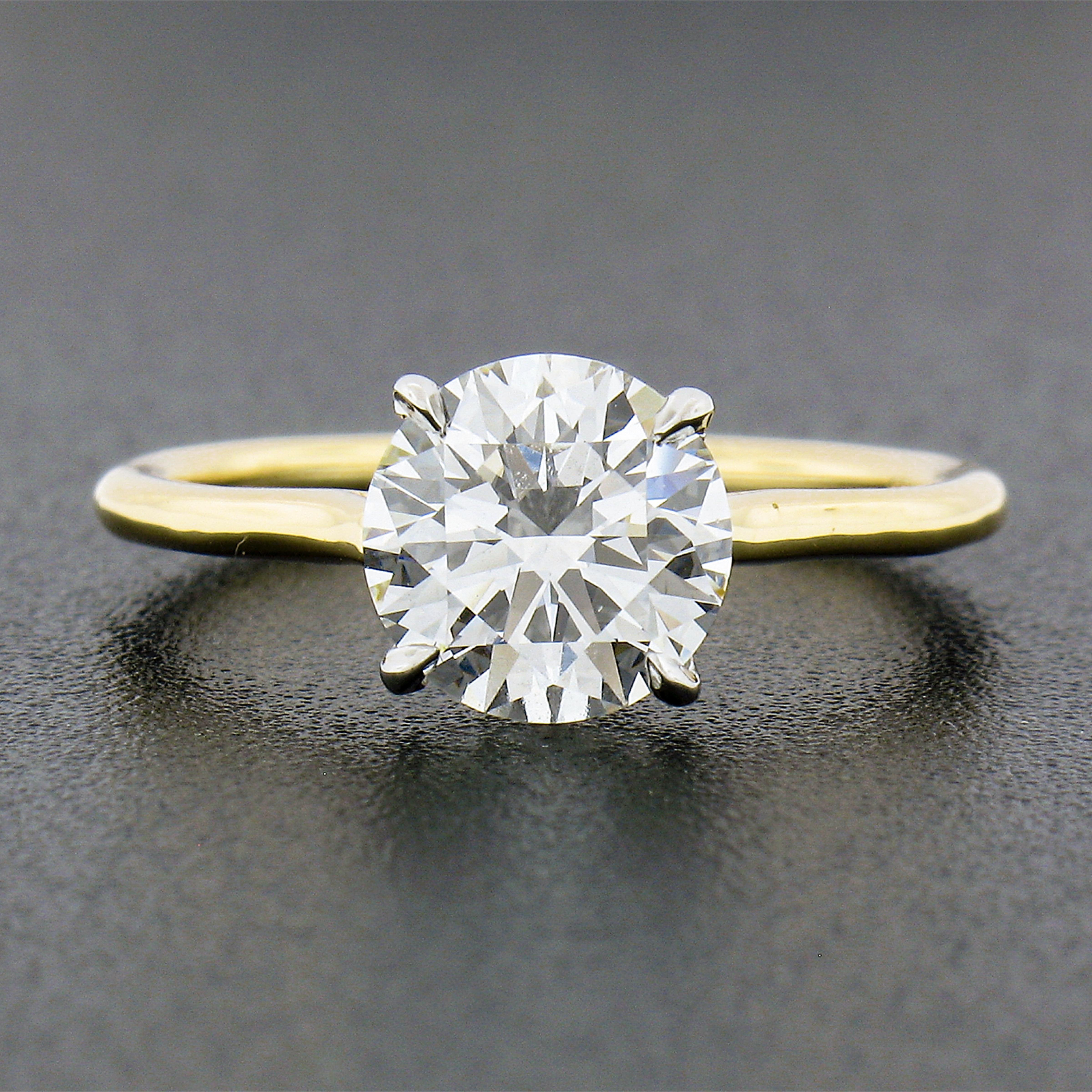 New 18k Gold & Platinum Gia 1.51ct Ideal Round Diamond Solitaire Engagement Ring In New Condition For Sale In Montclair, NJ