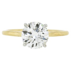 New 18k Gold & Platinum Gia 1.51ct Ideal Round Diamond Solitaire Engagement Ring
