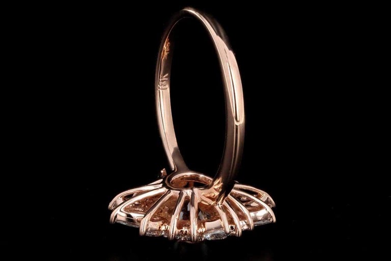 New 18K Rose Gold .96 Carat Old European Cut Diamond Fan Engagement