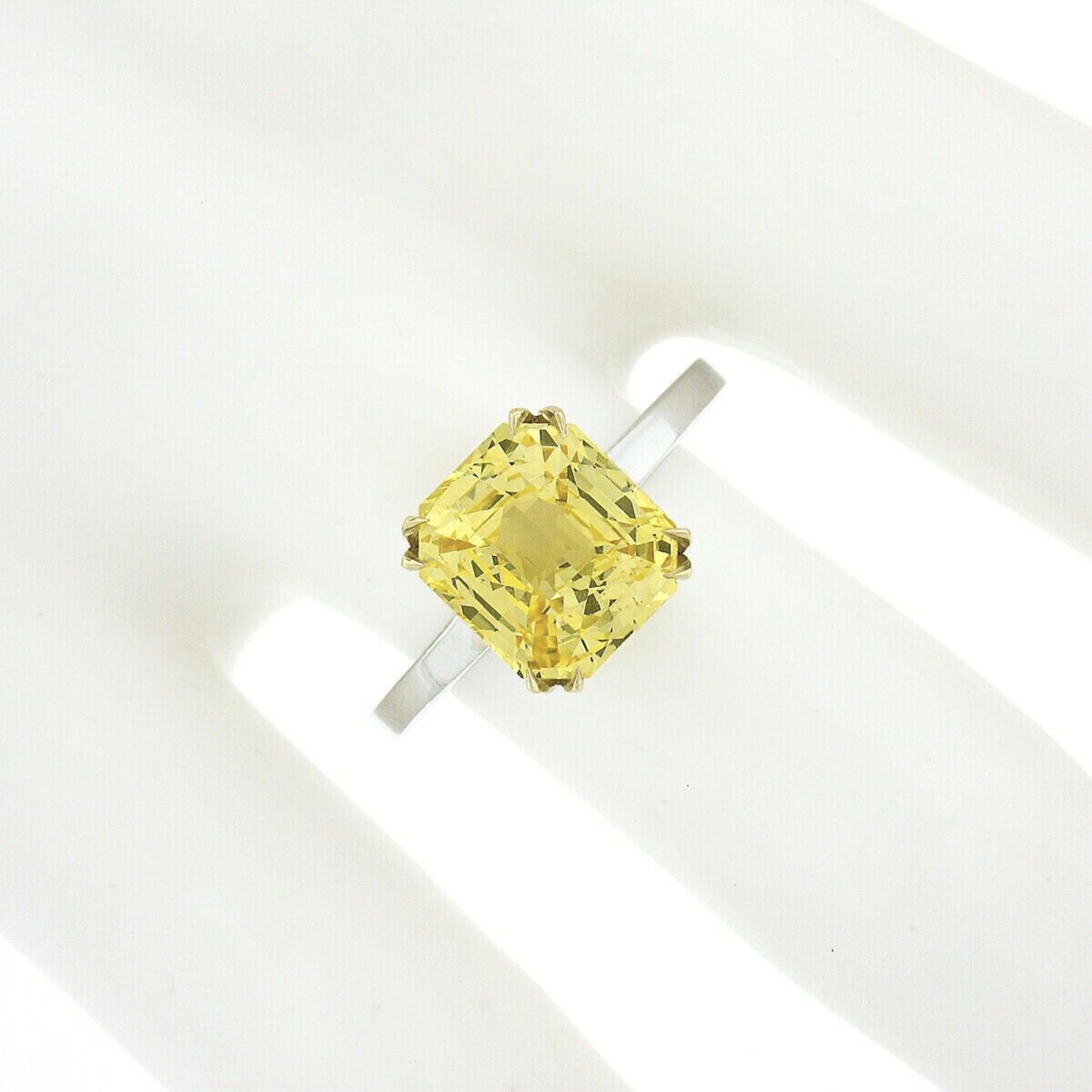 Octagon Cut New 18k Solid Gold GIA Ceylon No Heat Vivid Yellow Sapphire Solitaire Ring