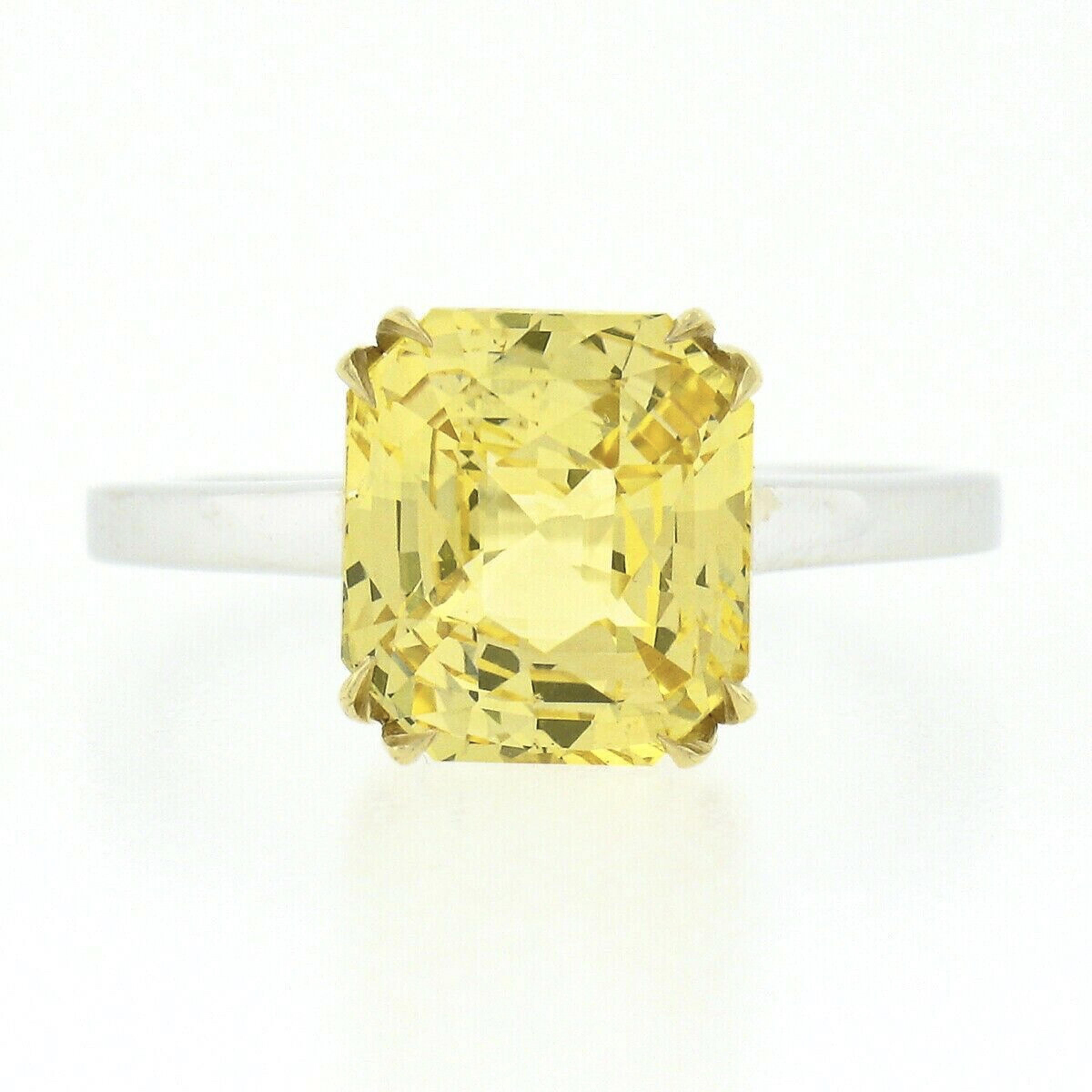 New 18k Solid Gold GIA Ceylon No Heat Vivid Yellow Sapphire Solitaire Ring In New Condition In Montclair, NJ
