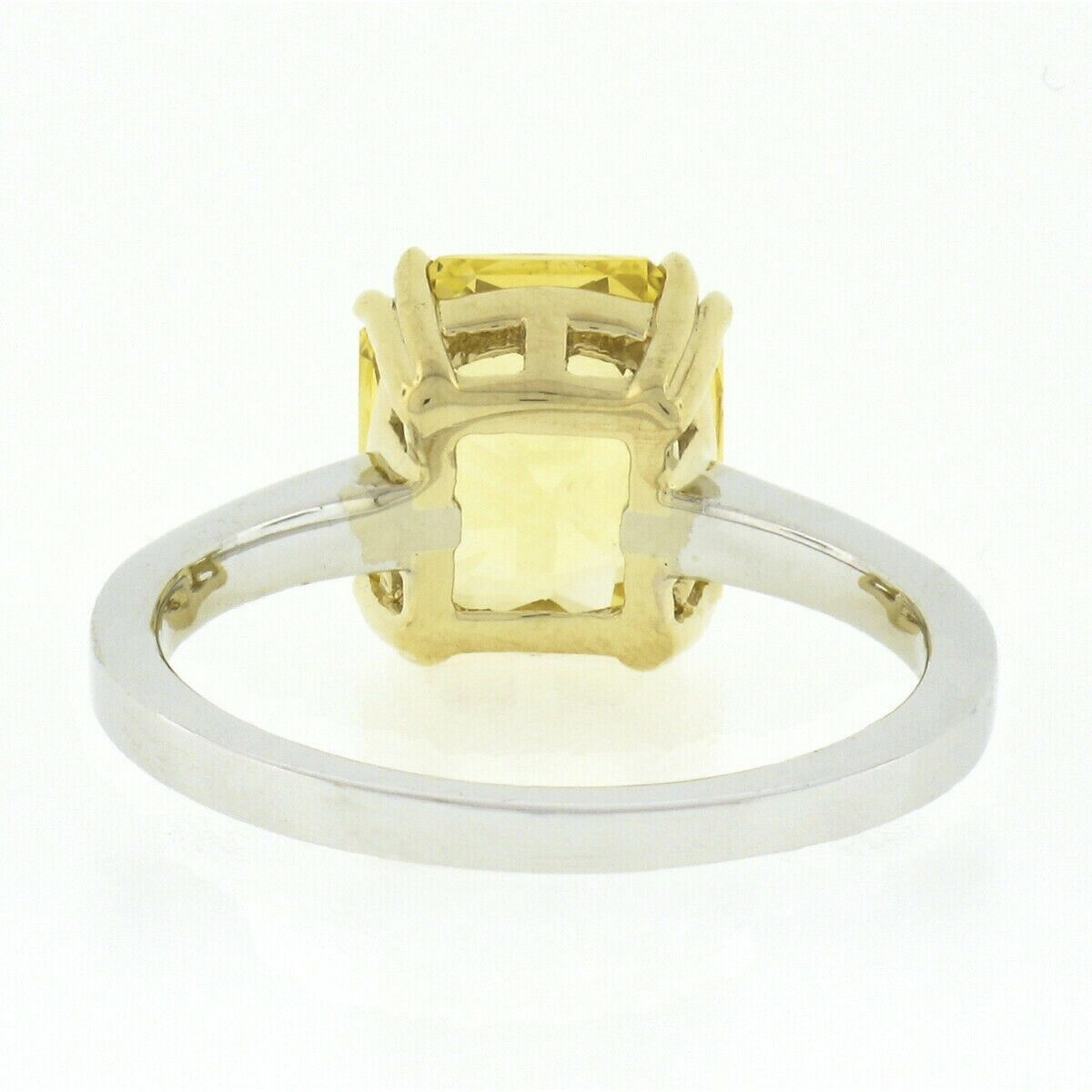 New 18k Solid Gold GIA Ceylon No Heat Vivid Yellow Sapphire Solitaire Ring 2