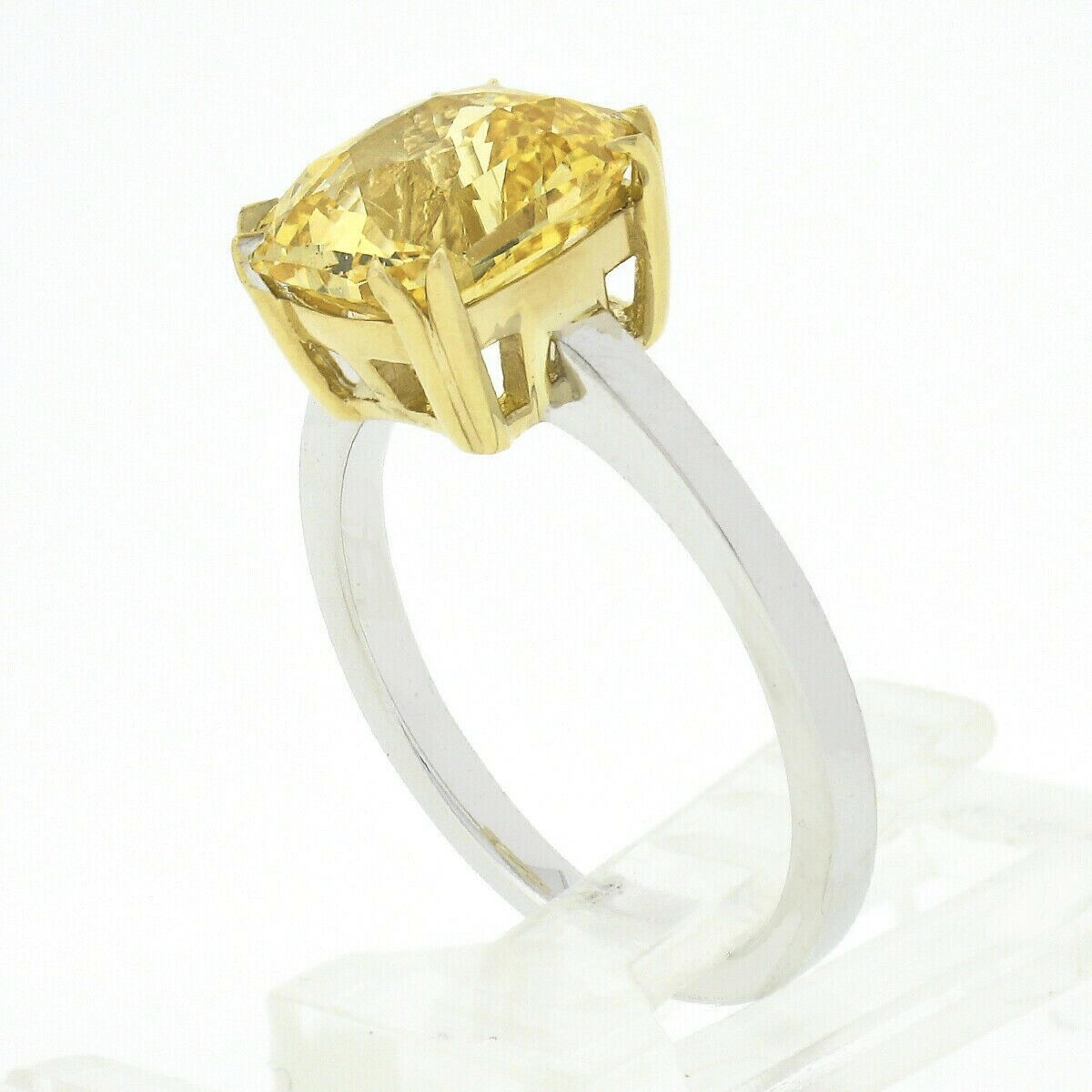 New 18k Solid Gold GIA Ceylon No Heat Vivid Yellow Sapphire Solitaire Ring 4