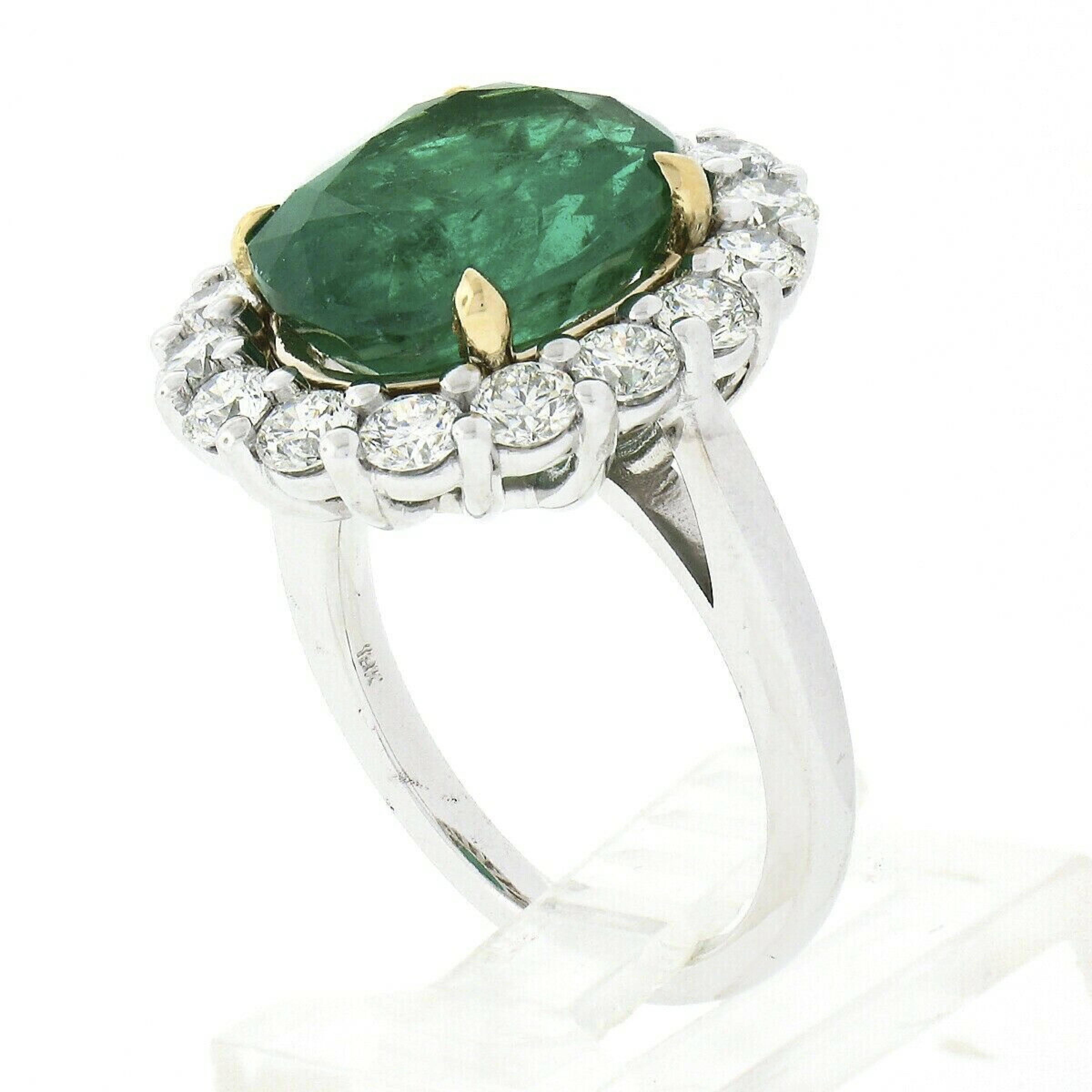 New 18k TT Gold 7.94ct GIA Oval Emerald w/ Diamond Halo Engagement Cocktail Ring 5