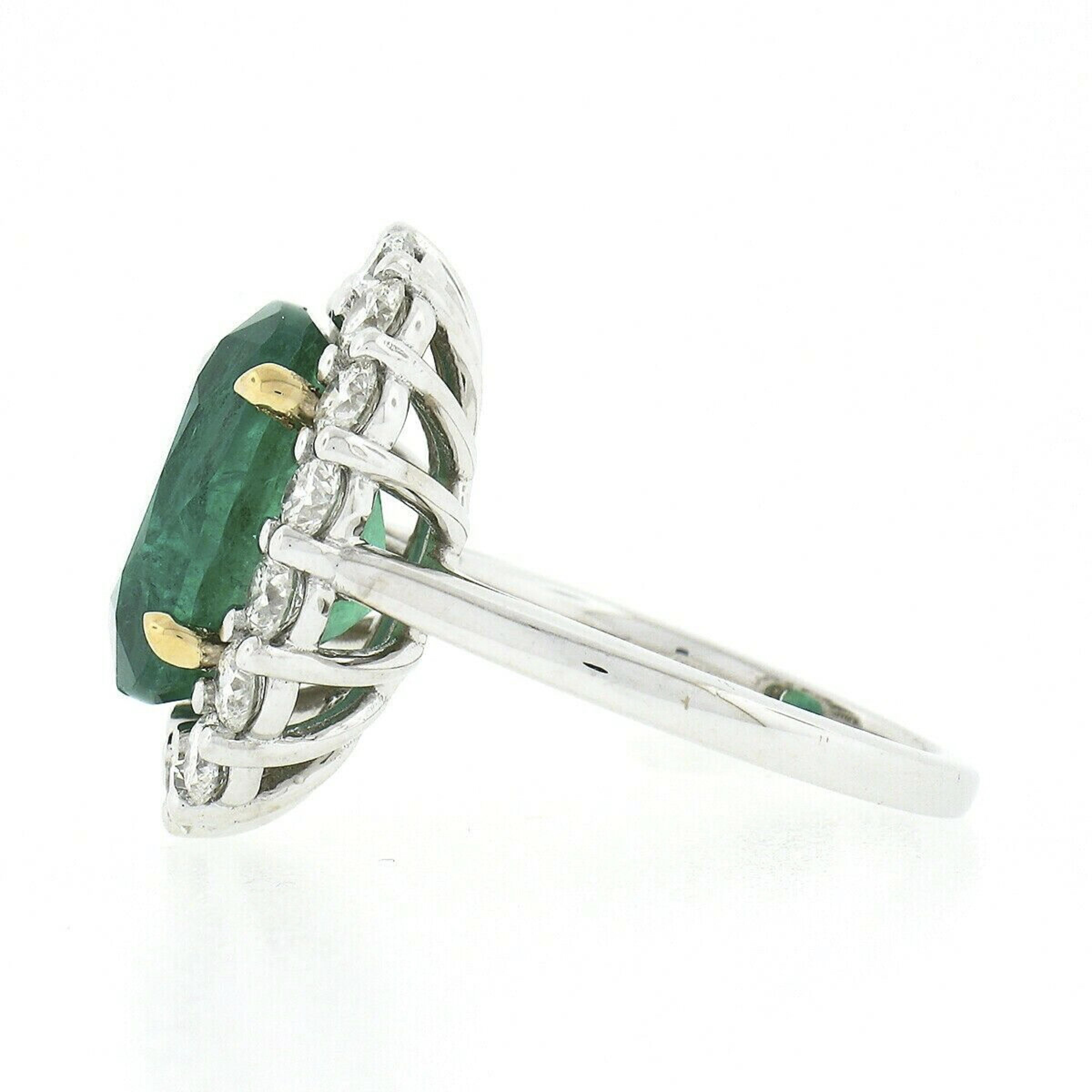 New 18k TT Gold 7.94ct GIA Oval Emerald w/ Diamond Halo Engagement Cocktail Ring 2