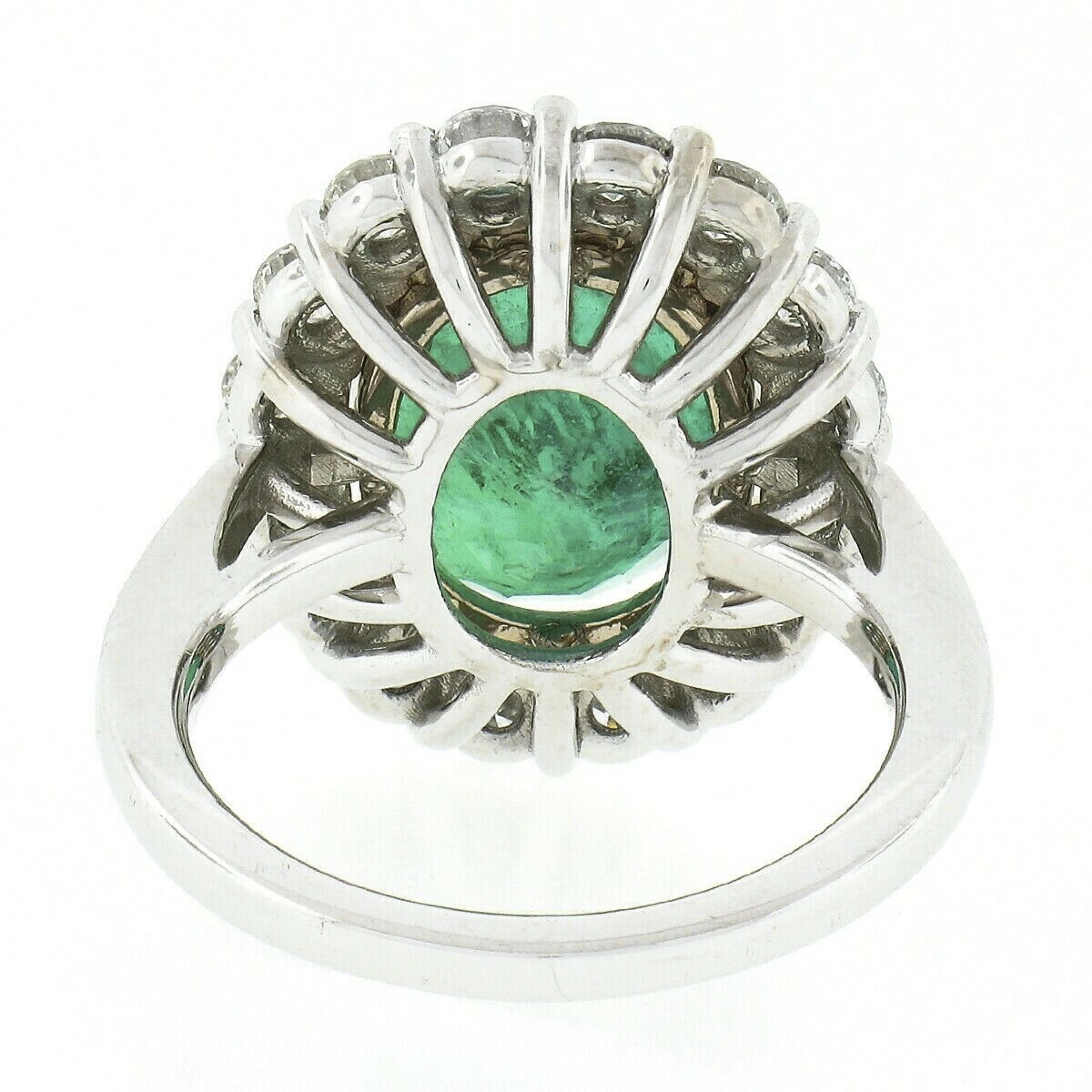 New 18k TT Gold 7.94ct GIA Oval Emerald w/ Diamond Halo Engagement Cocktail Ring 3