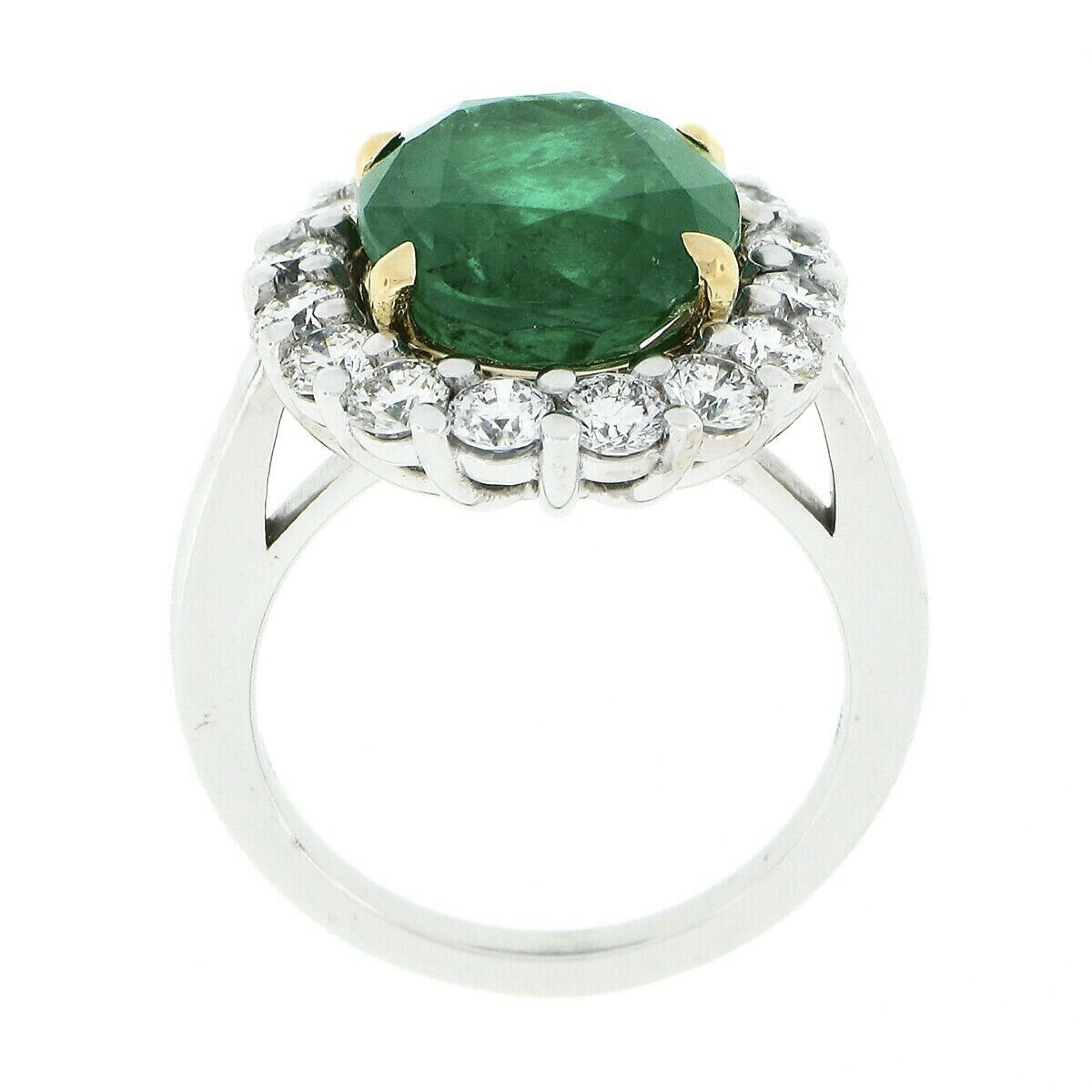 New 18k TT Gold 7.94ct GIA Oval Emerald w/ Diamond Halo Engagement Cocktail Ring 4
