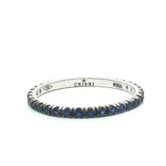 New 18k White Gold 0.45ctw Blue Sapphire Eternity Dainty Stackable Band Ring