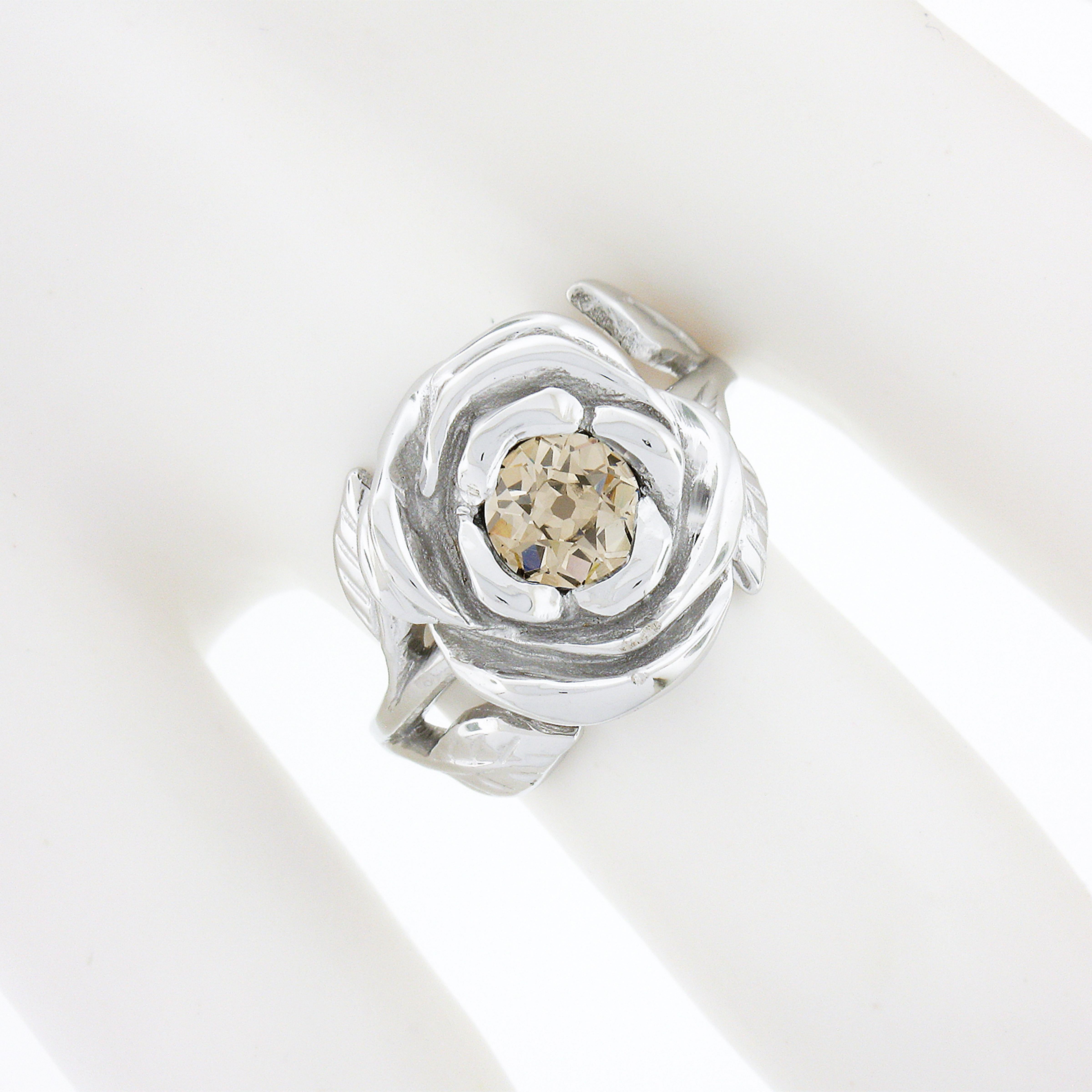 sterling silver rose flower ring