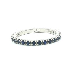 New 18k White Gold 0.74ctw Blue Sapphire Eternity Dainty Stackable Band Ring