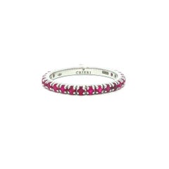 New 18k White Gold 0.74ctw Round Ruby Stackable Eternity Band Ring sz 6