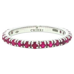 New 18k White Gold 0.74ctw Round Ruby Stackable Eternity Band Ring sz 6