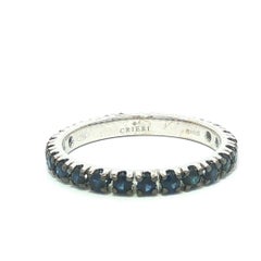 New 18k White Gold 0.95ctw Blue Sapphire Eternity Stackable Band Ring