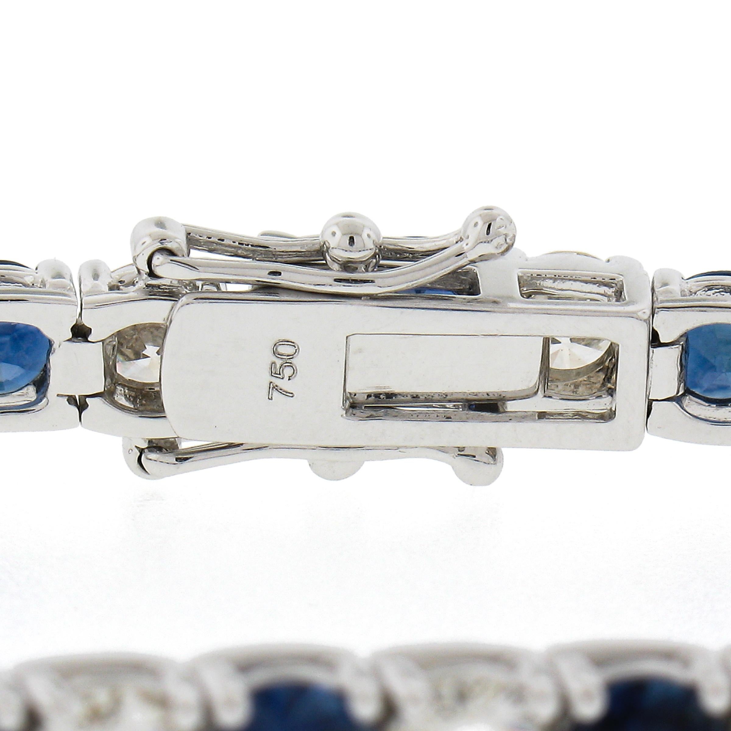 New 18k White Gold 12.26ctw Top Quality Diamond & Sapphire Tennis Line Bracelet For Sale 3