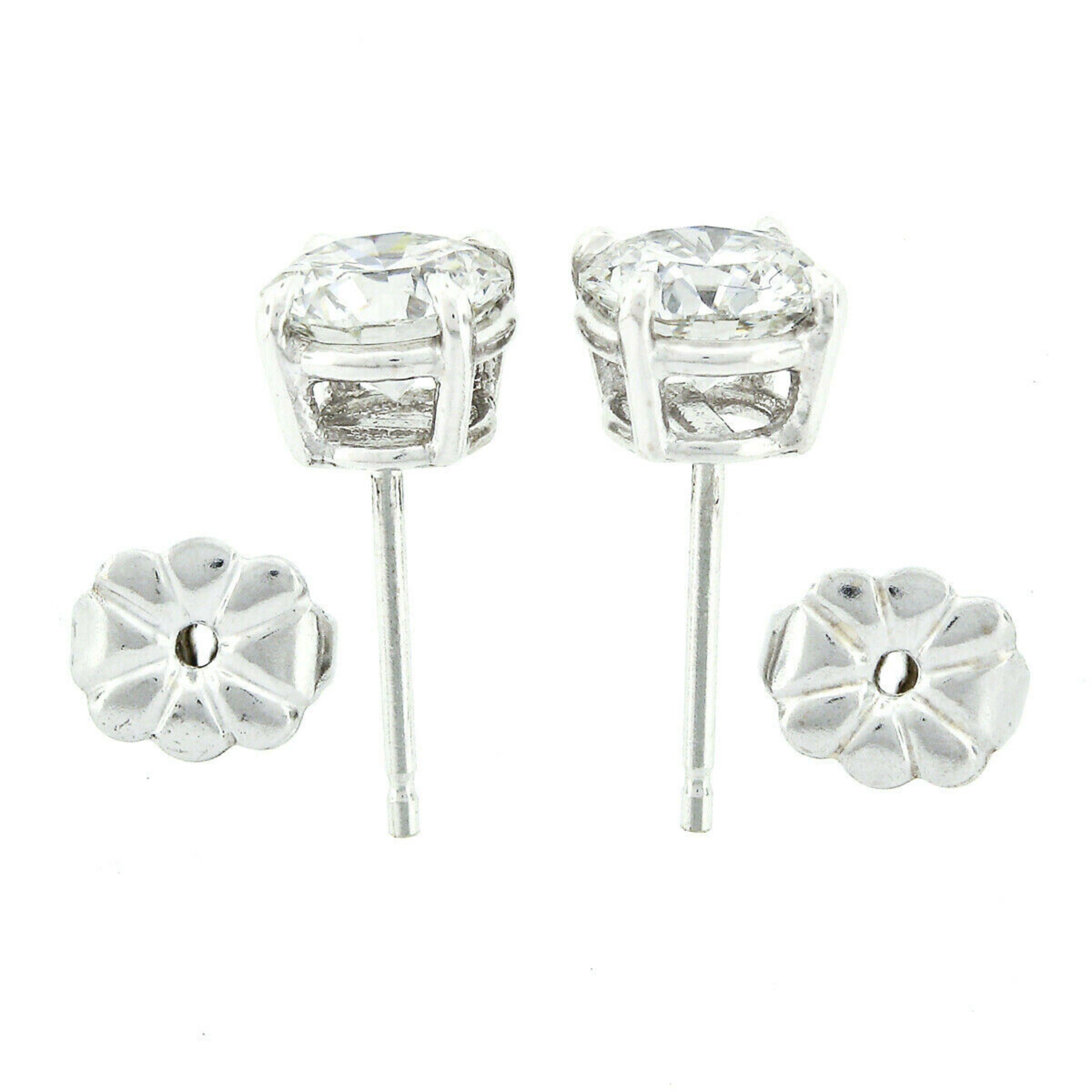 Round Cut New 18k White Gold 1.46ctw GIA Round Brilliant Cut F VVS Diamond Stud Earrings