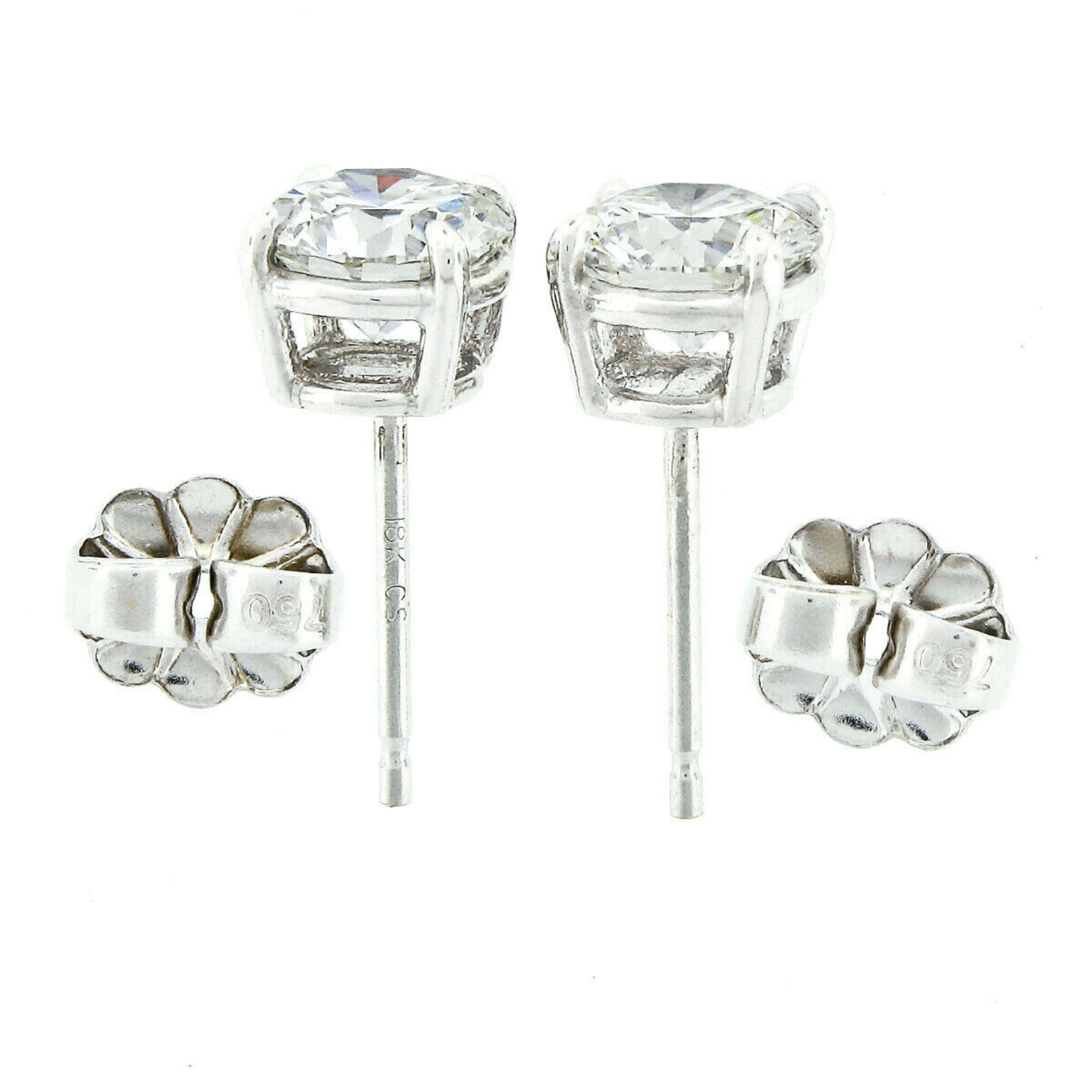 New 18k White Gold 1.46ctw GIA Round Brilliant Cut F VVS Diamond Stud Earrings In New Condition In Montclair, NJ