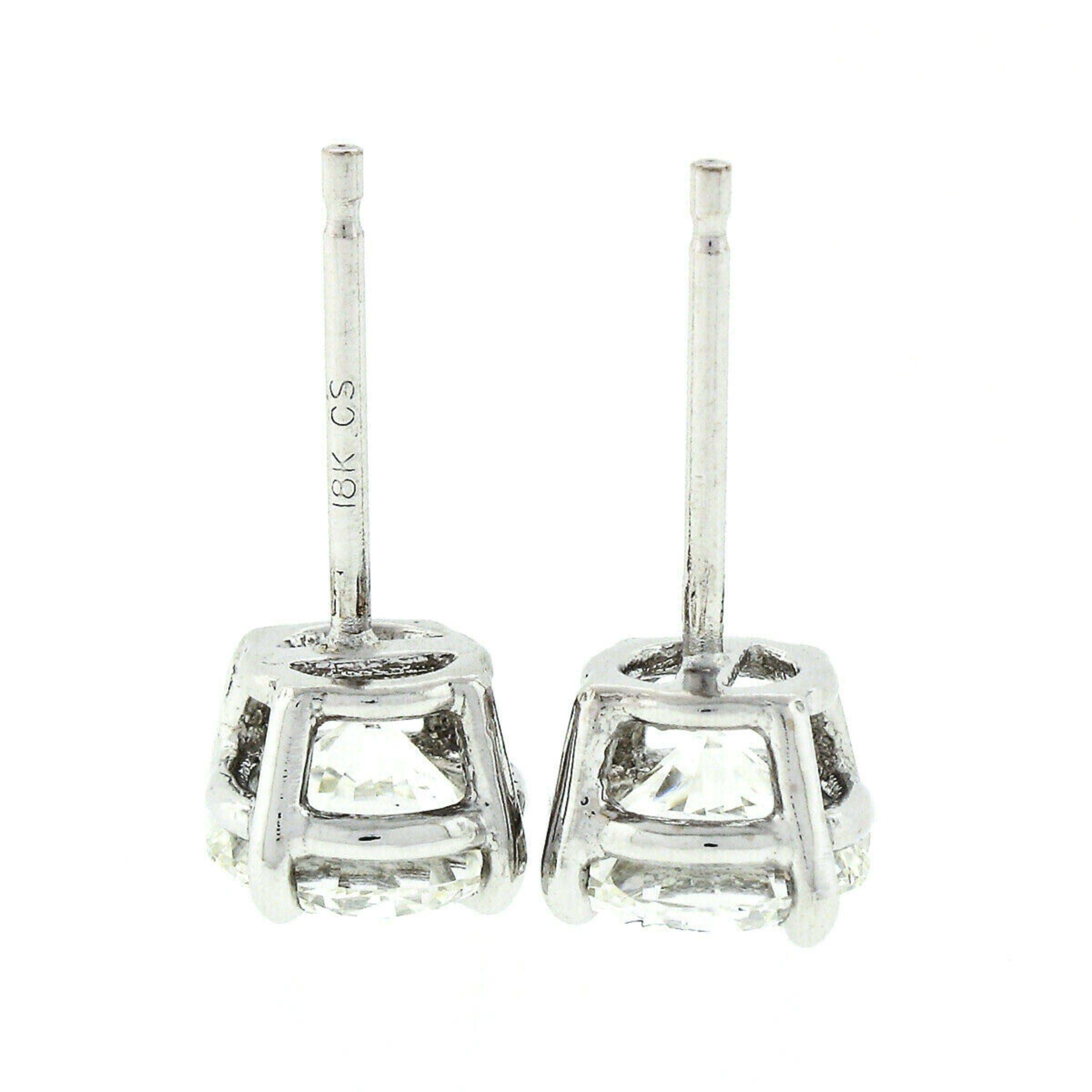 New 18k White Gold 1.46ctw GIA Round Brilliant Cut F VVS Diamond Stud Earrings 1