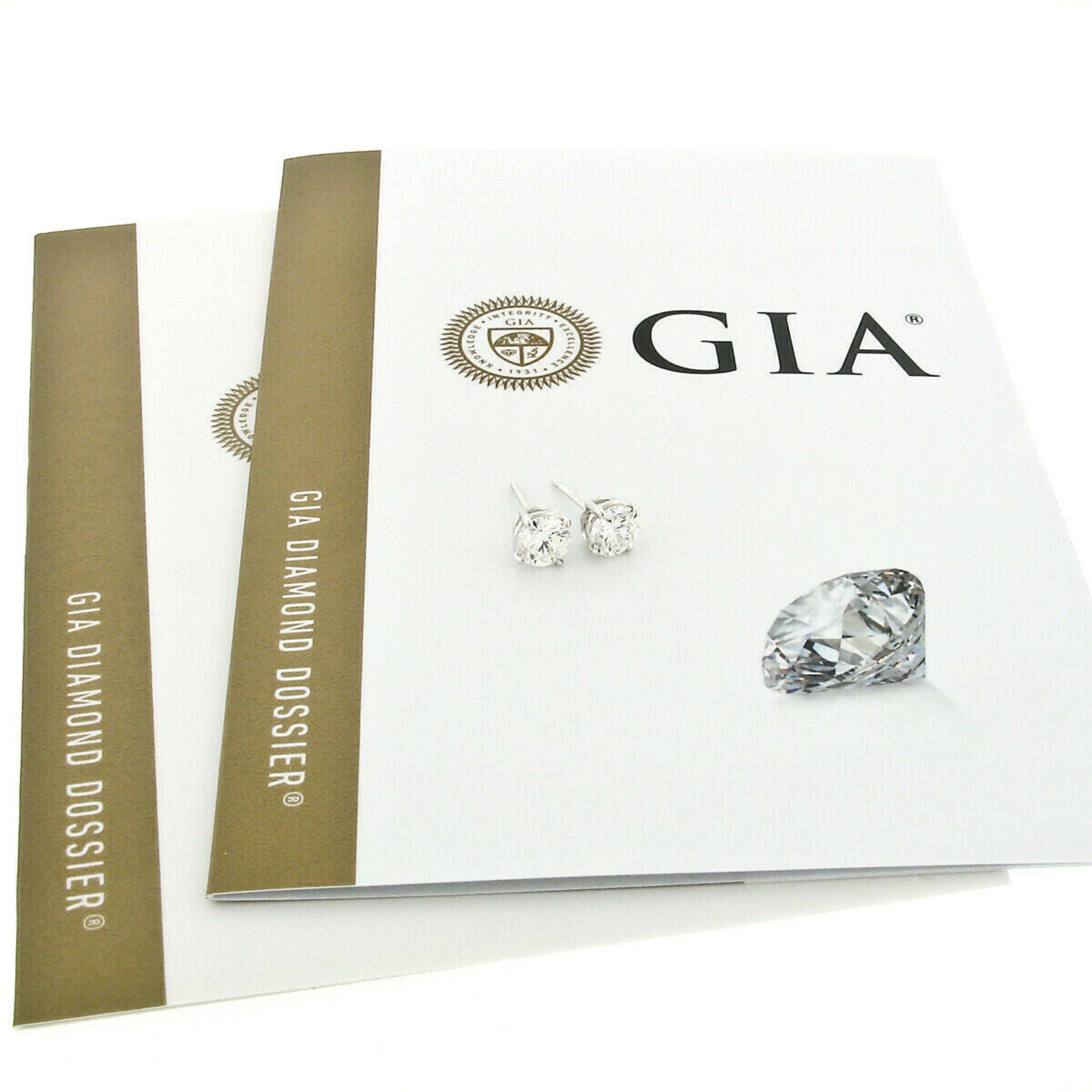 New 18k White Gold 1.46ctw GIA Round Brilliant Cut F VVS Diamond Stud Earrings 2