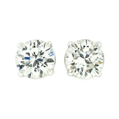 New 18k White Gold 1.46ctw GIA Round Brilliant Cut F VVS Diamond Stud Earrings