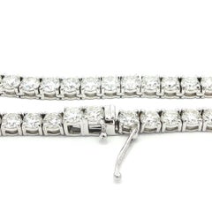 New 18k White Gold 20.80ctw VS Round Diamond Classic Line Tennis Necklace