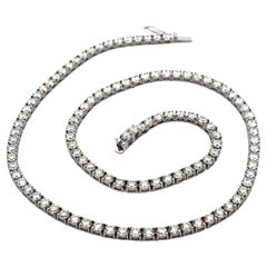 New 18k White Gold 20.80ctw VS Round Diamond Classic Line Tennis Necklace