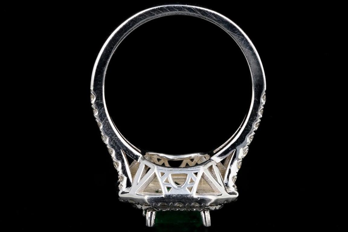 New 18K White Gold 2.15 Carat Zambian Emerald and Diamond Ring 1