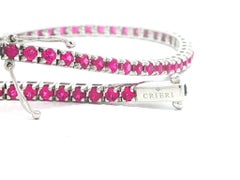 New 18k White Gold 2.45ctw Bright Pinkish Red Ruby Line Tennis Braeclet