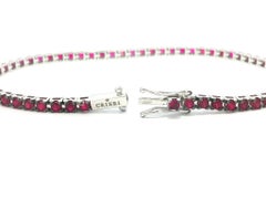 Neu 18k Weißgold 2,45ctw Runde Vibrant Red Ruby Classic Line Tennis Armband