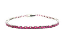 New 18k White Gold 2.4ctw Vivid Pinkish Red Ruby Line Tennis Bracelet
