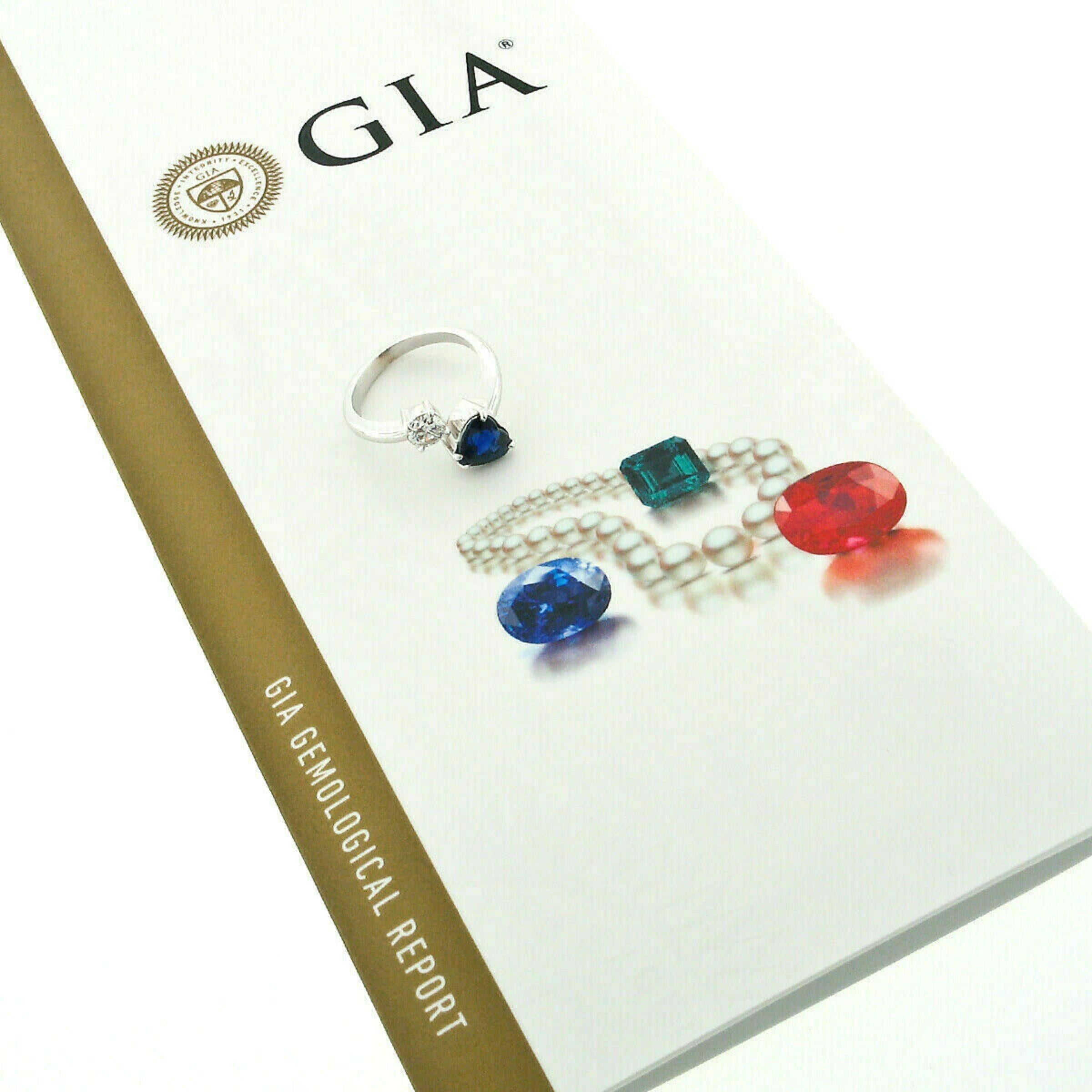 18K White Gold 2.71ct GIA Heart Blue Sapphire Diamond Moi et Toi Bypass Ring For Sale 5
