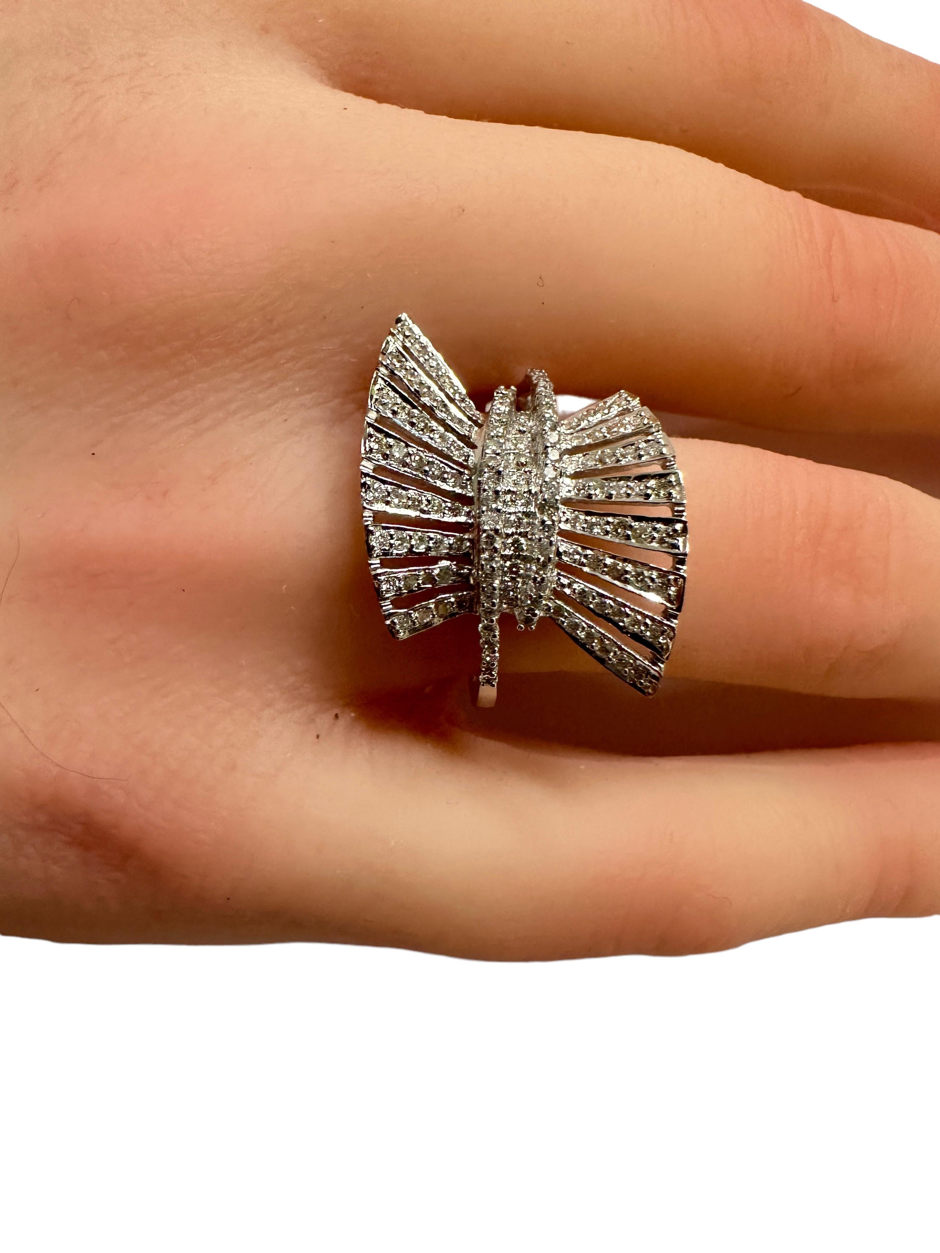 New 18K White Gold 3/4 ct 128 Diamond Burst Ring with Appraisal Size 6.5 4