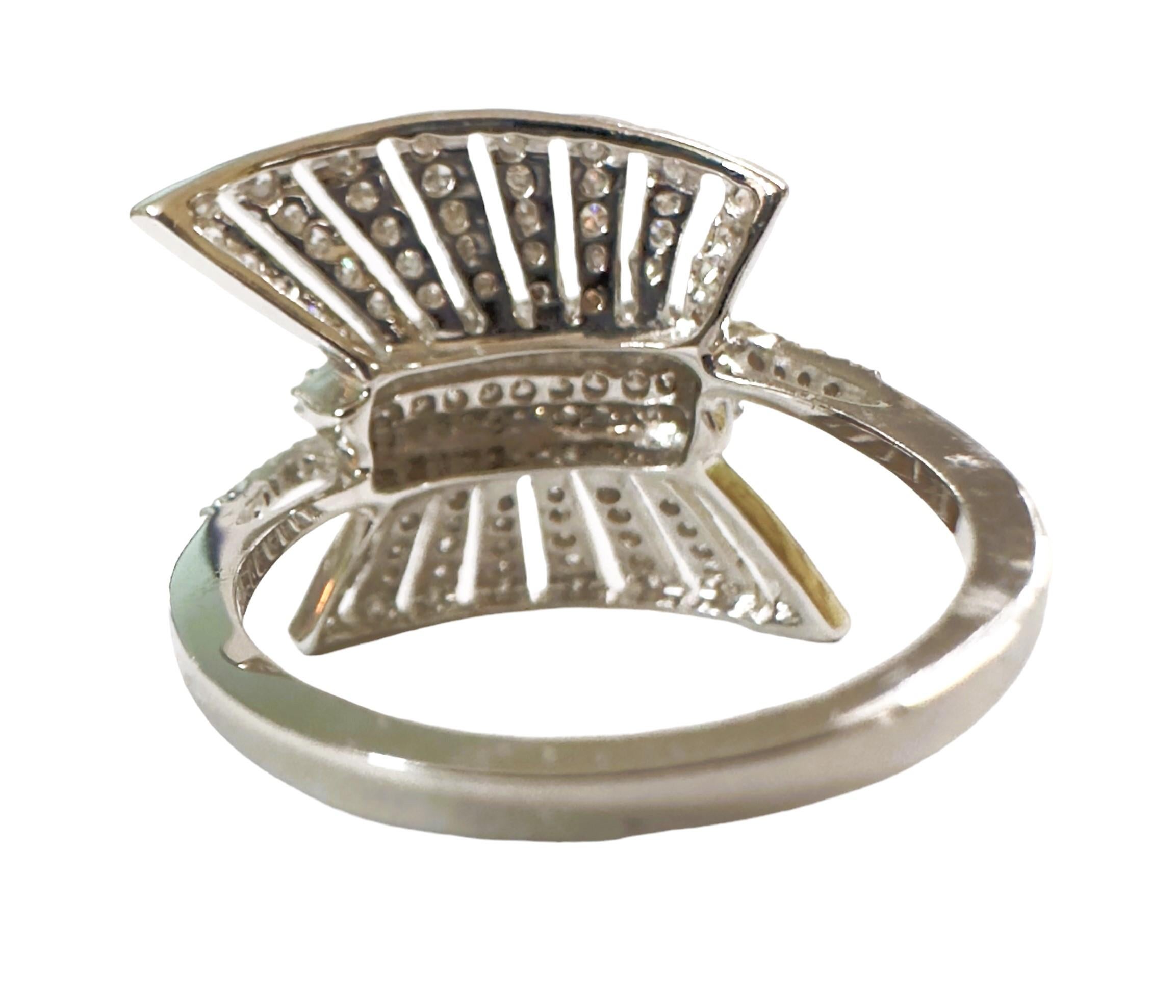 New 18K White Gold 3/4 ct 128 Diamond Burst Ring with Appraisal Size 6.5 5