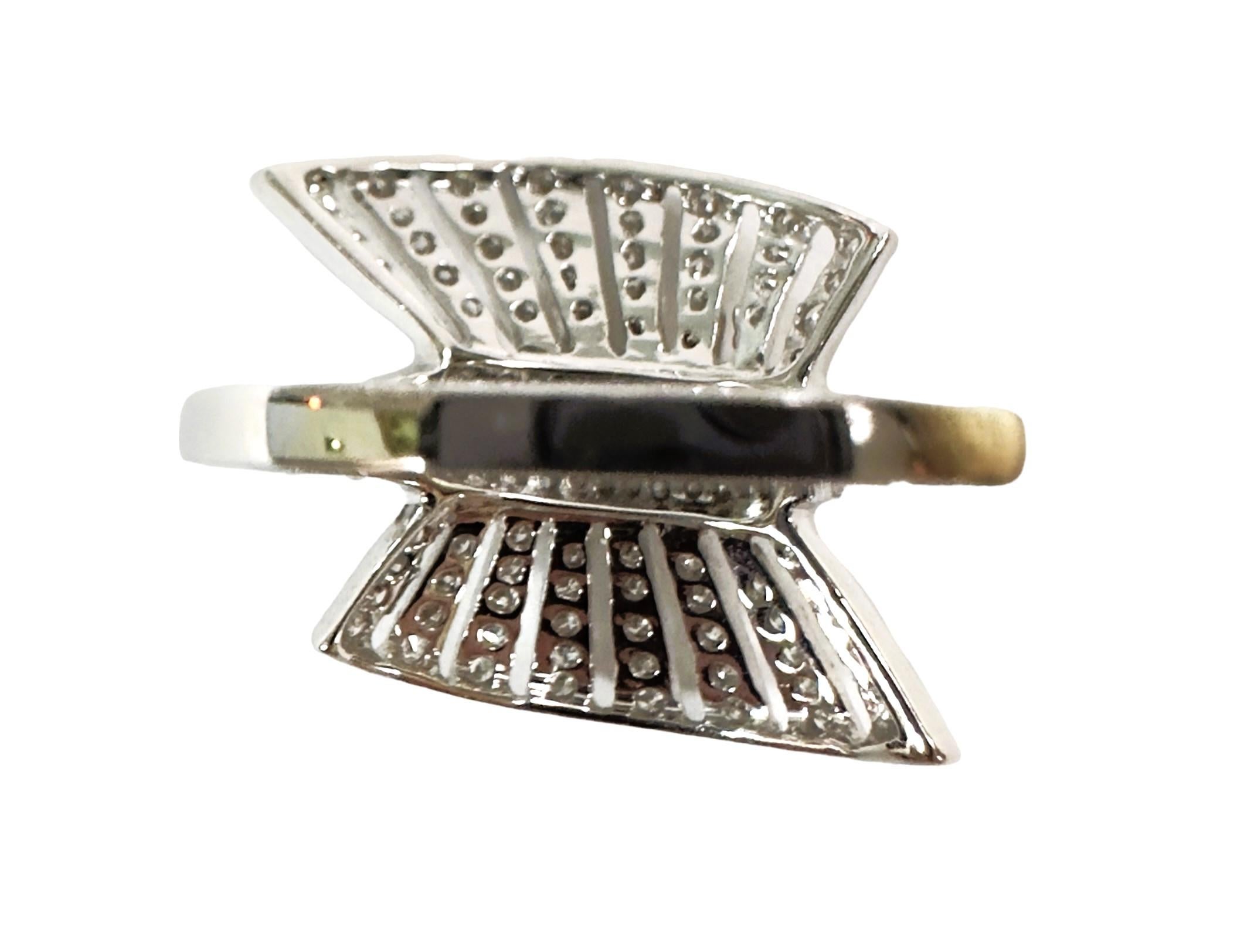 New 18K White Gold 3/4 ct 128 Diamond Burst Ring with Appraisal Size 6.5 6