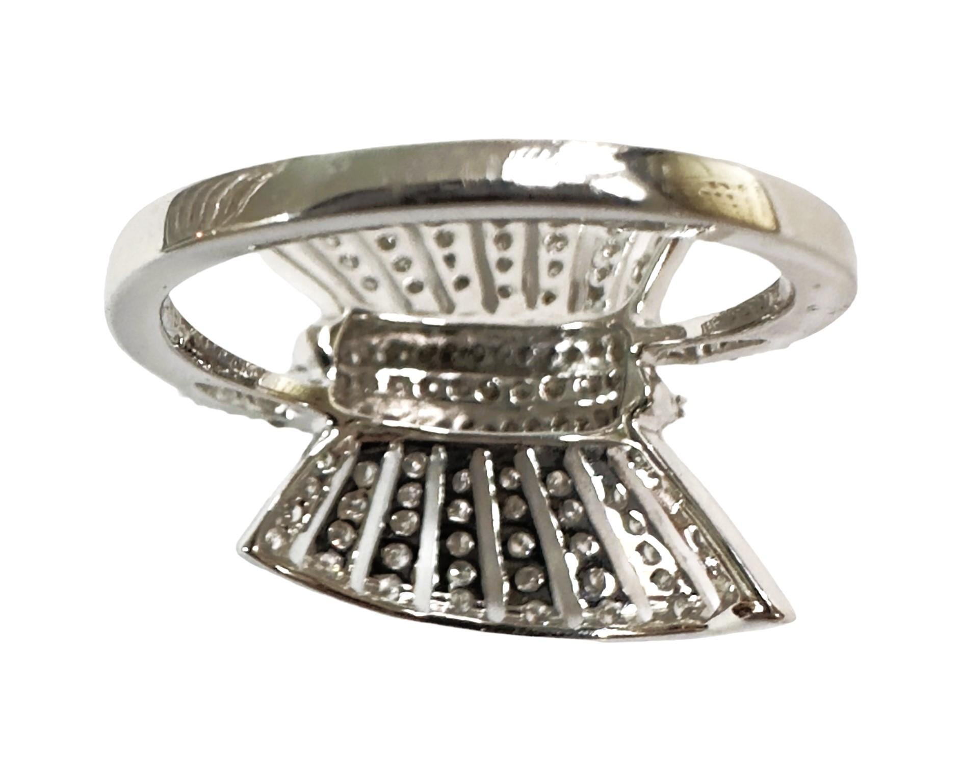New 18K White Gold 3/4 ct 128 Diamond Burst Ring with Appraisal Size 6.5 7