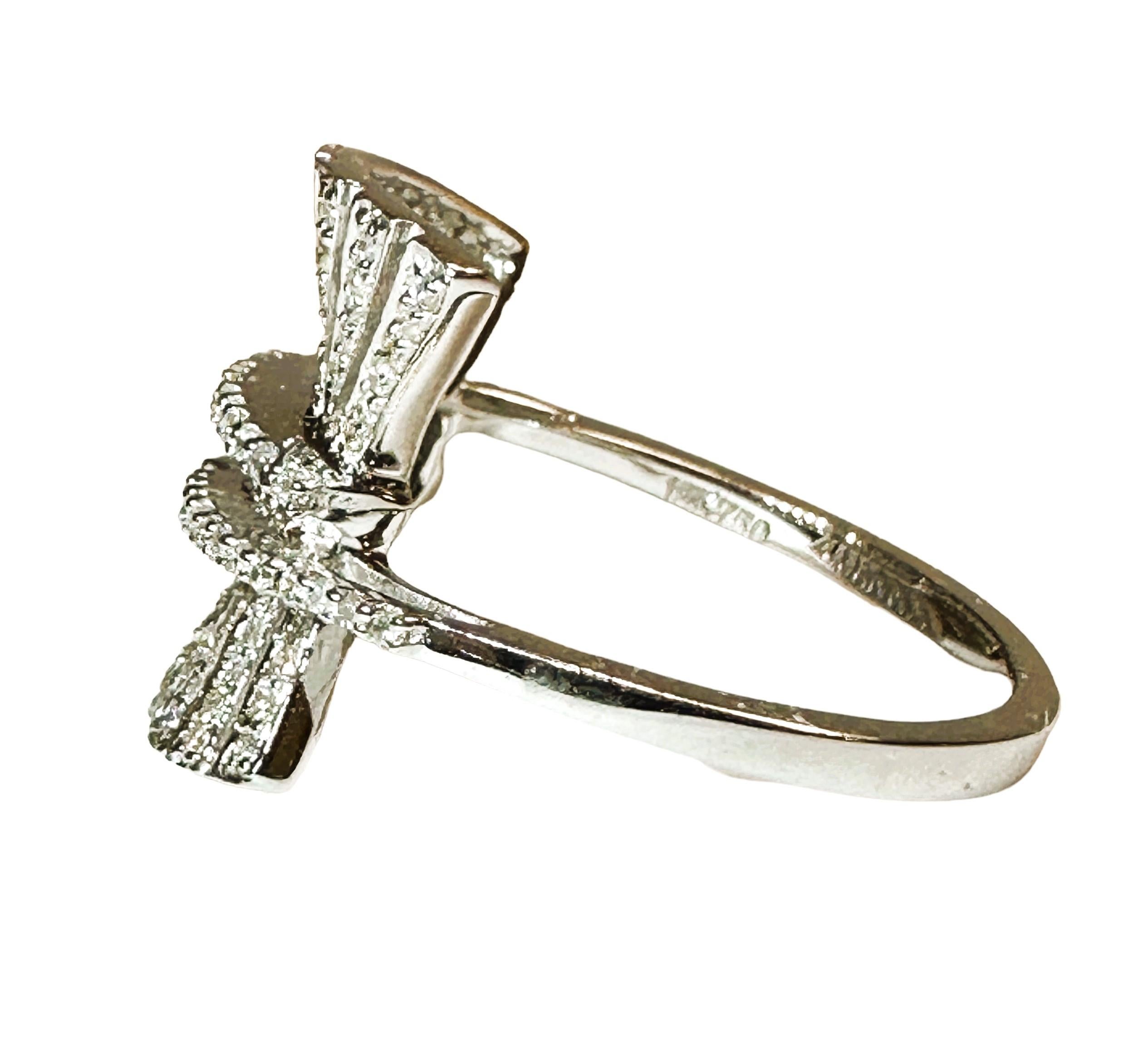 Art Nouveau New 18K White Gold 3/4 ct 128 Diamond Burst Ring with Appraisal Size 6.5