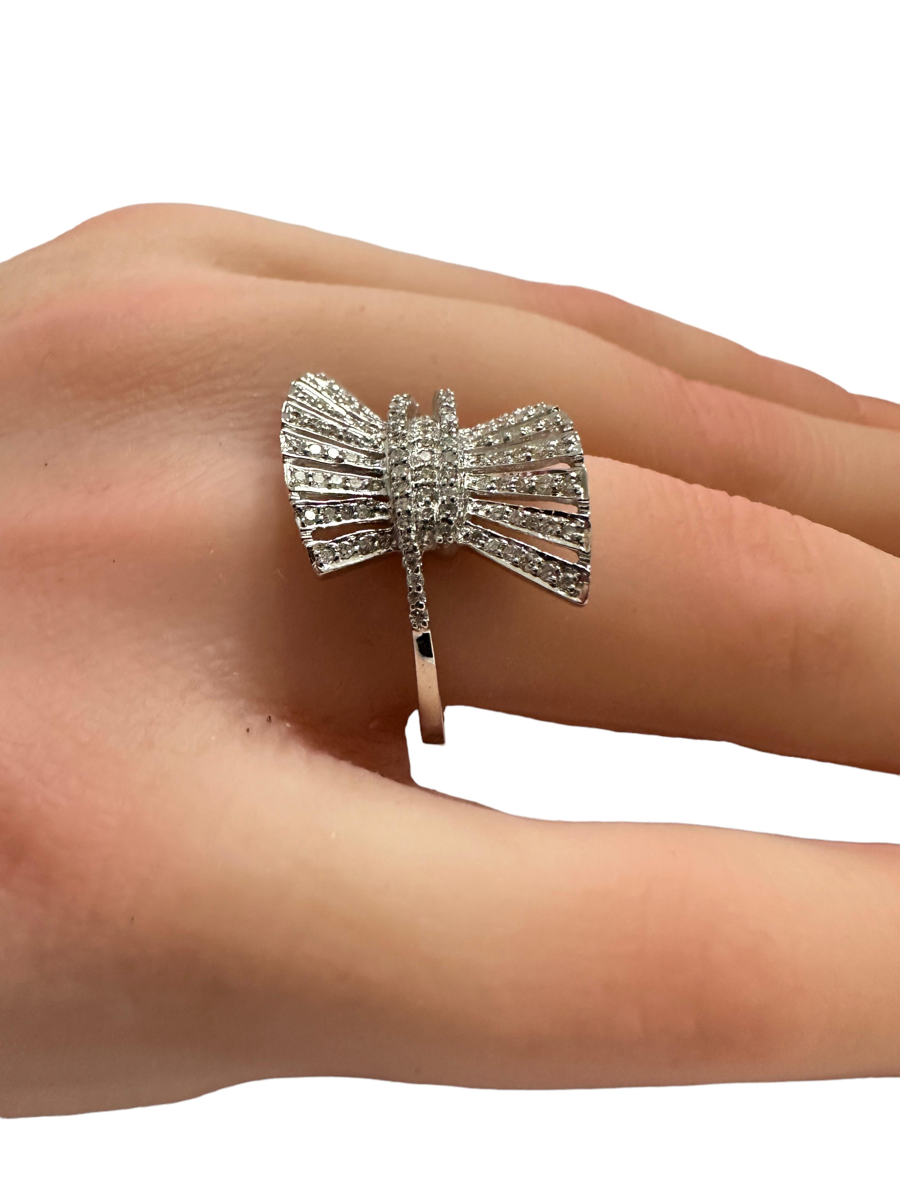 New 18K White Gold 3/4 ct 128 Diamond Burst Ring with Appraisal Size 6.5 3