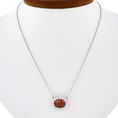 New 18K White Gold 3.61ctw GIA Cushion Spinel W/ Diamond Halo Pendant Necklace