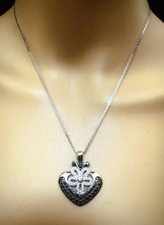New 18k White Gold .60 Carat White & Black Diamond Black Starr Frost Necklace